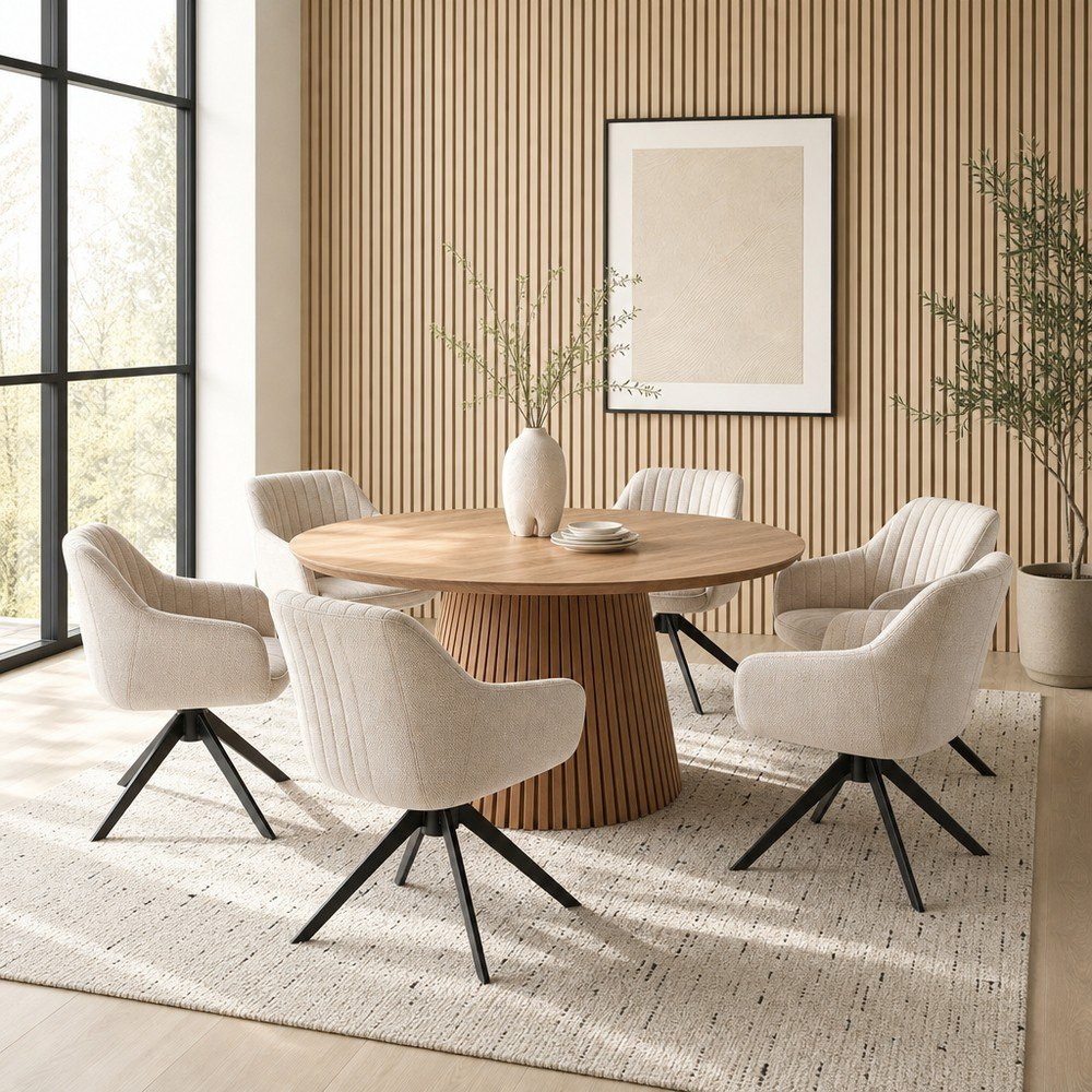 Cavon Dolce Winchester 6-Seater Solid Wood Dining Set-hbxfurniture-diningtablesandsets-diningsets-sixseater-image-1