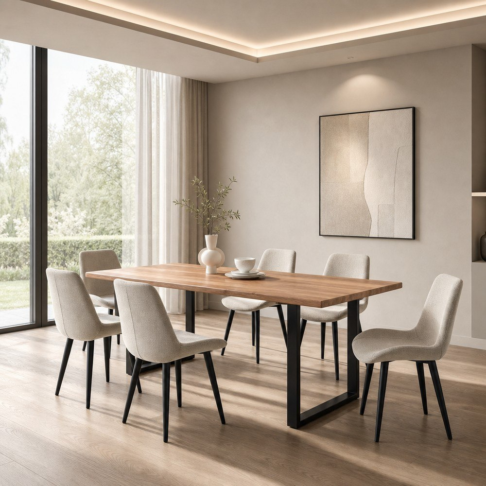 Vendra Costa Roma 6-Seater Solid Wood Dining Set-hbxfurniture-diningtablesandsets-diningsets-sixseater-image-1