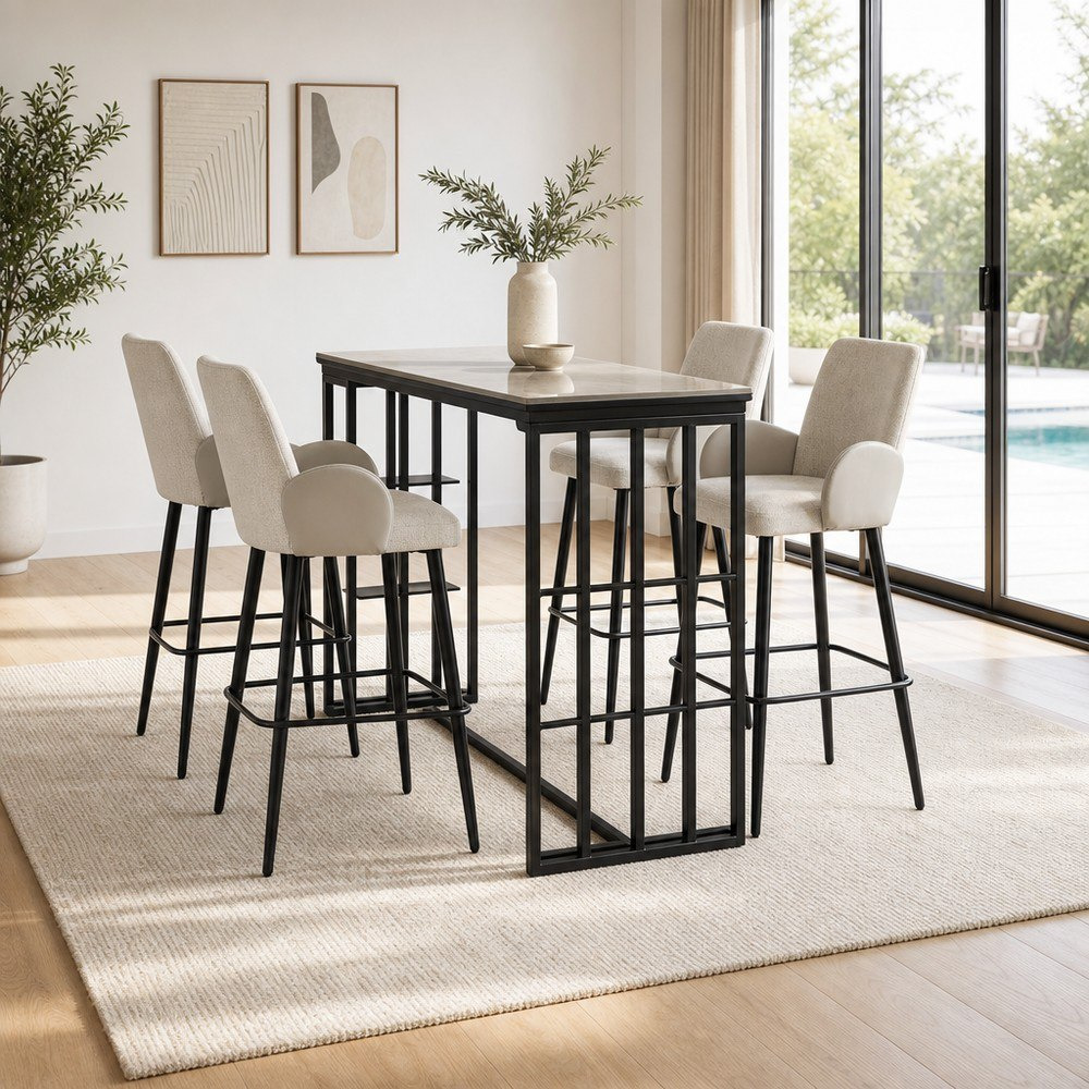 Delmar Barcelona 4-Seater Sintered Stone Bar Table Set-hbxdiningroom-diningtablesandsets-diningsets-fourseater-image-1