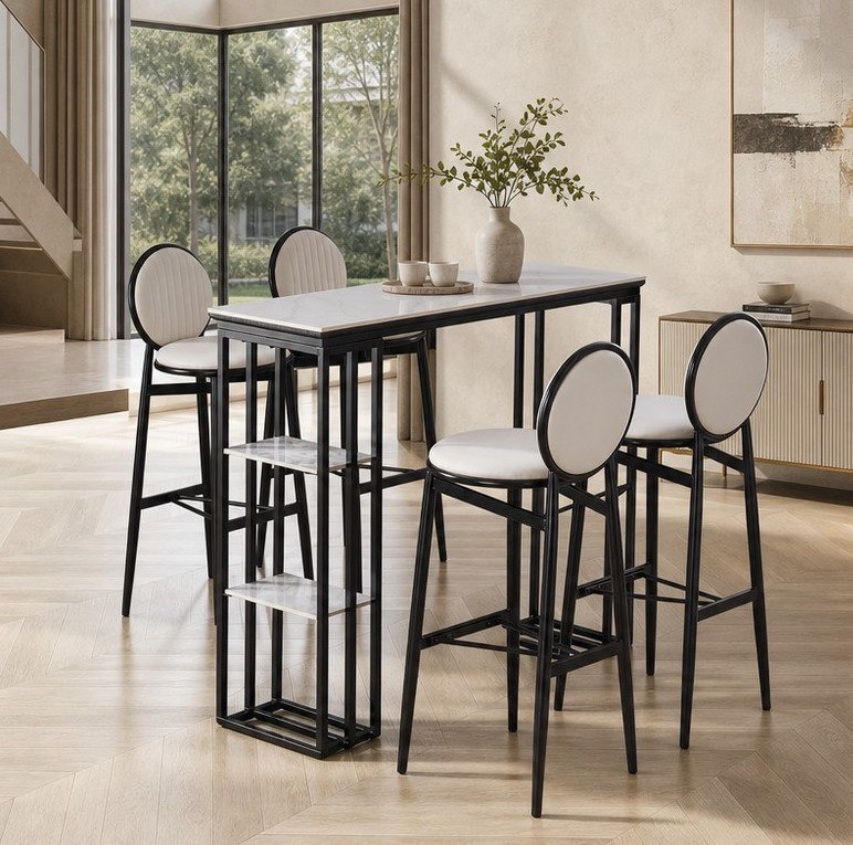 Delmar Small 4-Seater Sintered Stone Bar Table Set-hbxdiningroom-diningtablesandsets-diningsets-fourseater-image-1