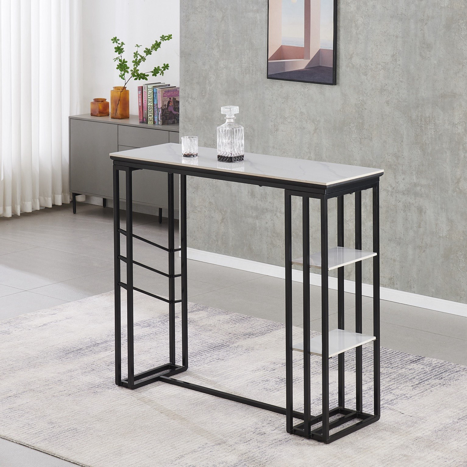 Delmar Small 4-Seater Sintered Stone Bar Table Set-hbxdiningroom-diningtablesandsets-diningsets-fourseater-image-2