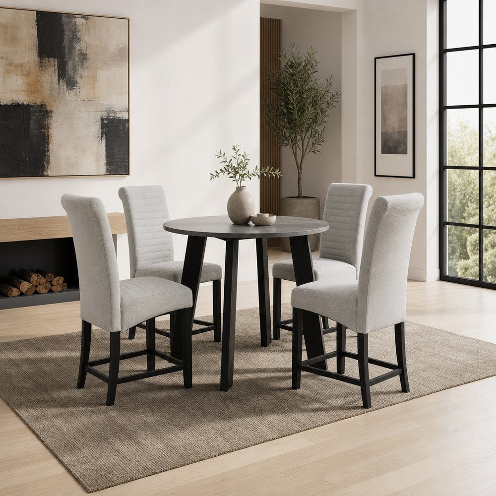 Movo Cambridge Angelic 4-Seater Round Dining Set-hbxdiningroom-diningtablesandsets-diningsets-fourseater-image-1