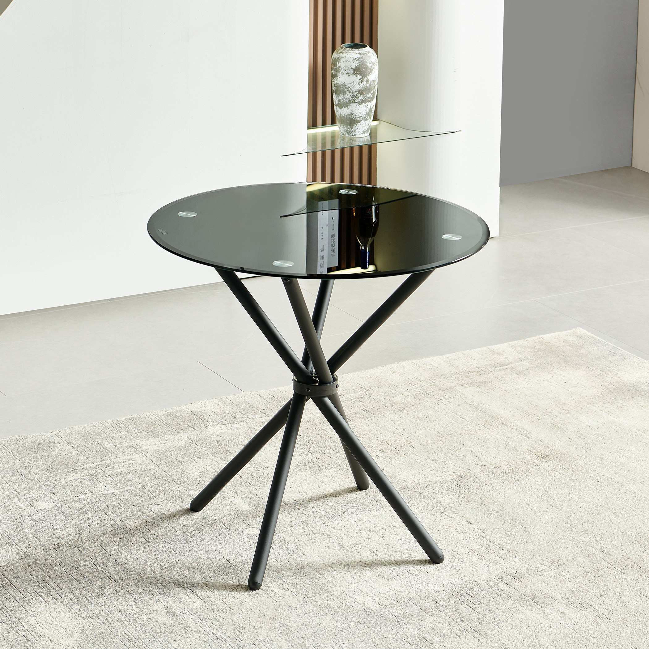 Movo Goblet Finland 2-Seater Round Glass Top Dining Set-hbxfurniture-diningtablesandsets-diningsets-twoseater-image-2