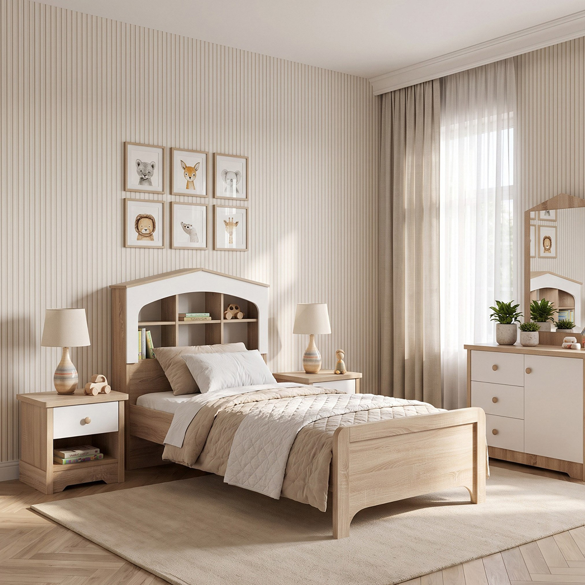 باقة غرفة نوم فردية للأطفال 4 قطع من ماي هاوس-hbxkidsandyouth-bedsandbedsets-bedroomsets-single-image-1