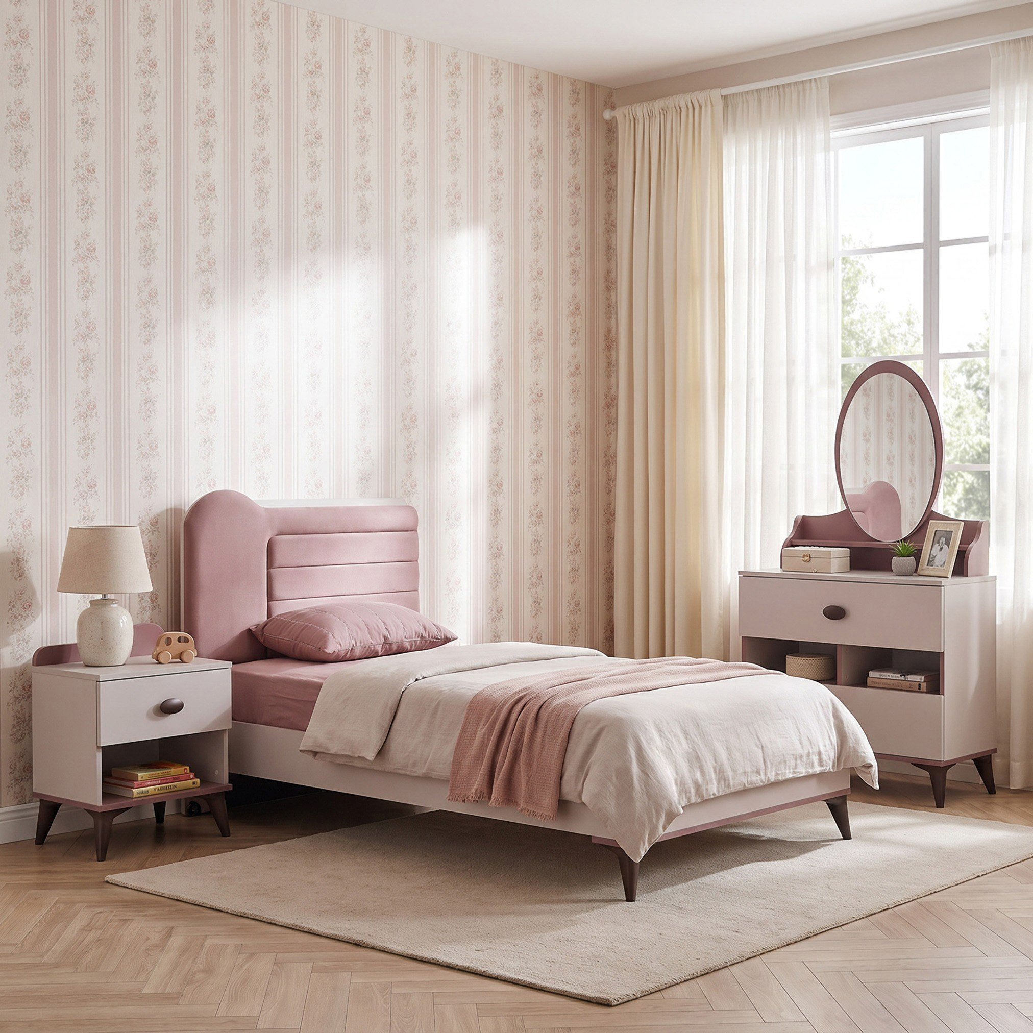 طقم غرفة نوم ذكي للأطفال توين 4 قطع من مايبل-hbxfurniture-kidsroom-kidsroomsets-twin-image-1