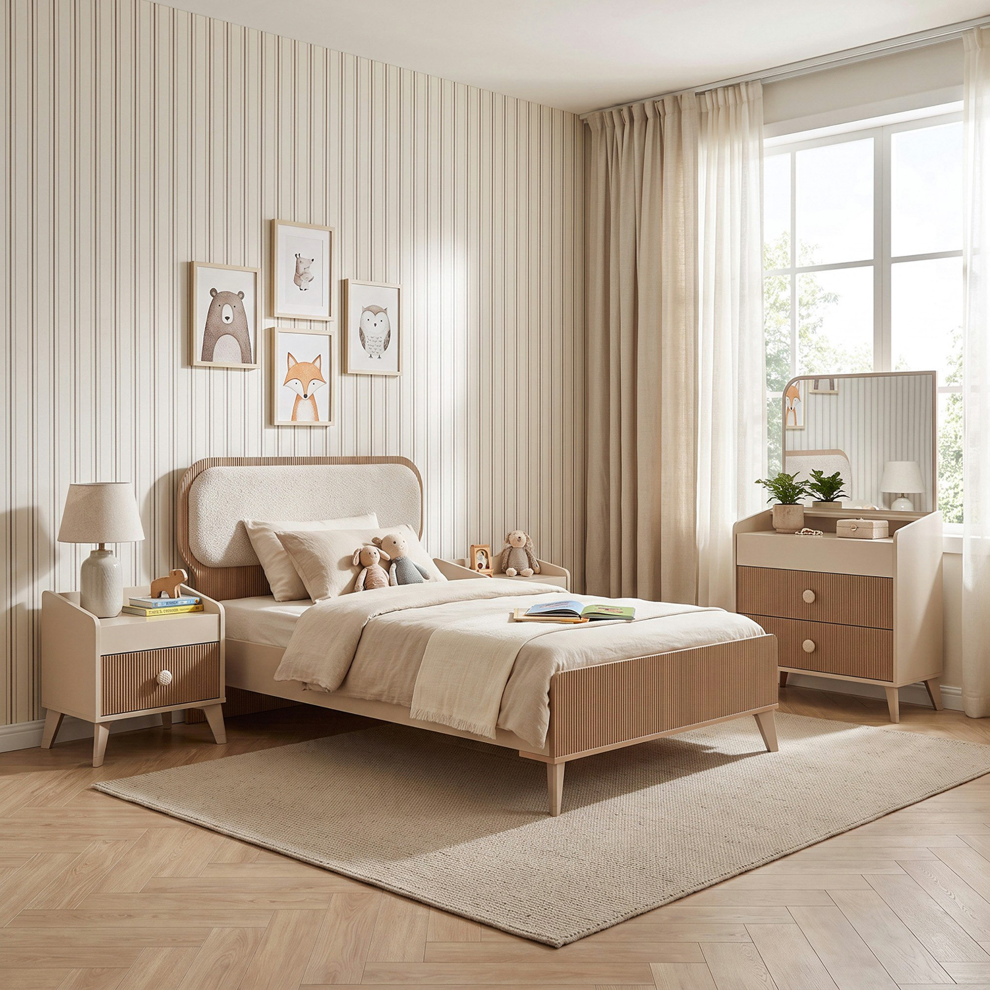 طقم غرفة نوم ذكي للأطفال توين 4 قطع من كينجسلاي-hbxfurniture-kidsroom-kidsroomsets-twin-image-1