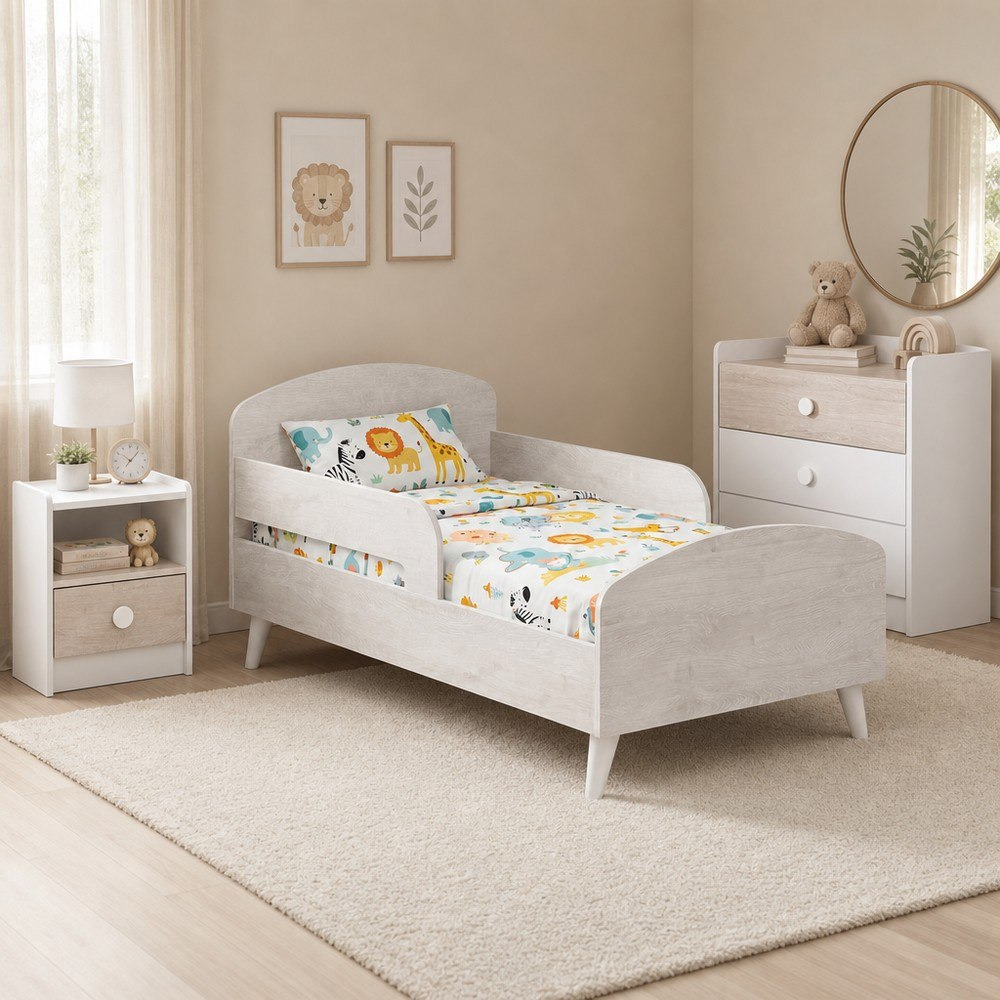 باقة غرفة نوم أطفال 3 قطع من آيفوري ويلو-hbxfurniture-bedsandbedsets-beds-toddler-image-1