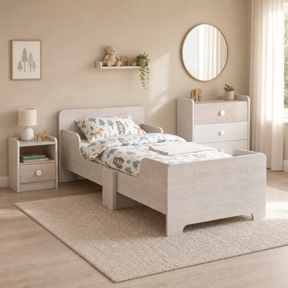 Ivory 3-Piece Extendable Toddler Kids Bedroom Package-hbxfurniture-bedsandbedsets-beds-toddler-image-1