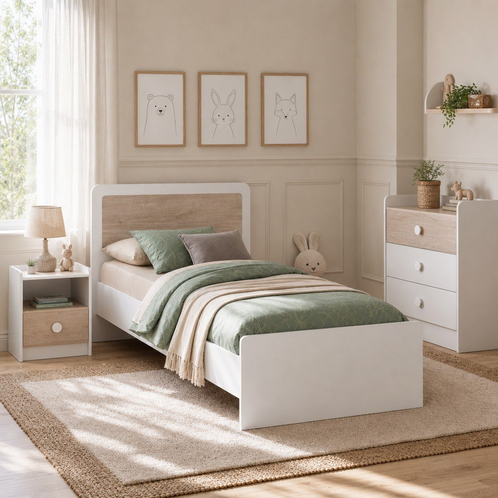 Ivory 3-Piece Kids Single Bedroom Package-hbxkidsandyouth-bedsandbedsets-bedroomsets-single-image-1