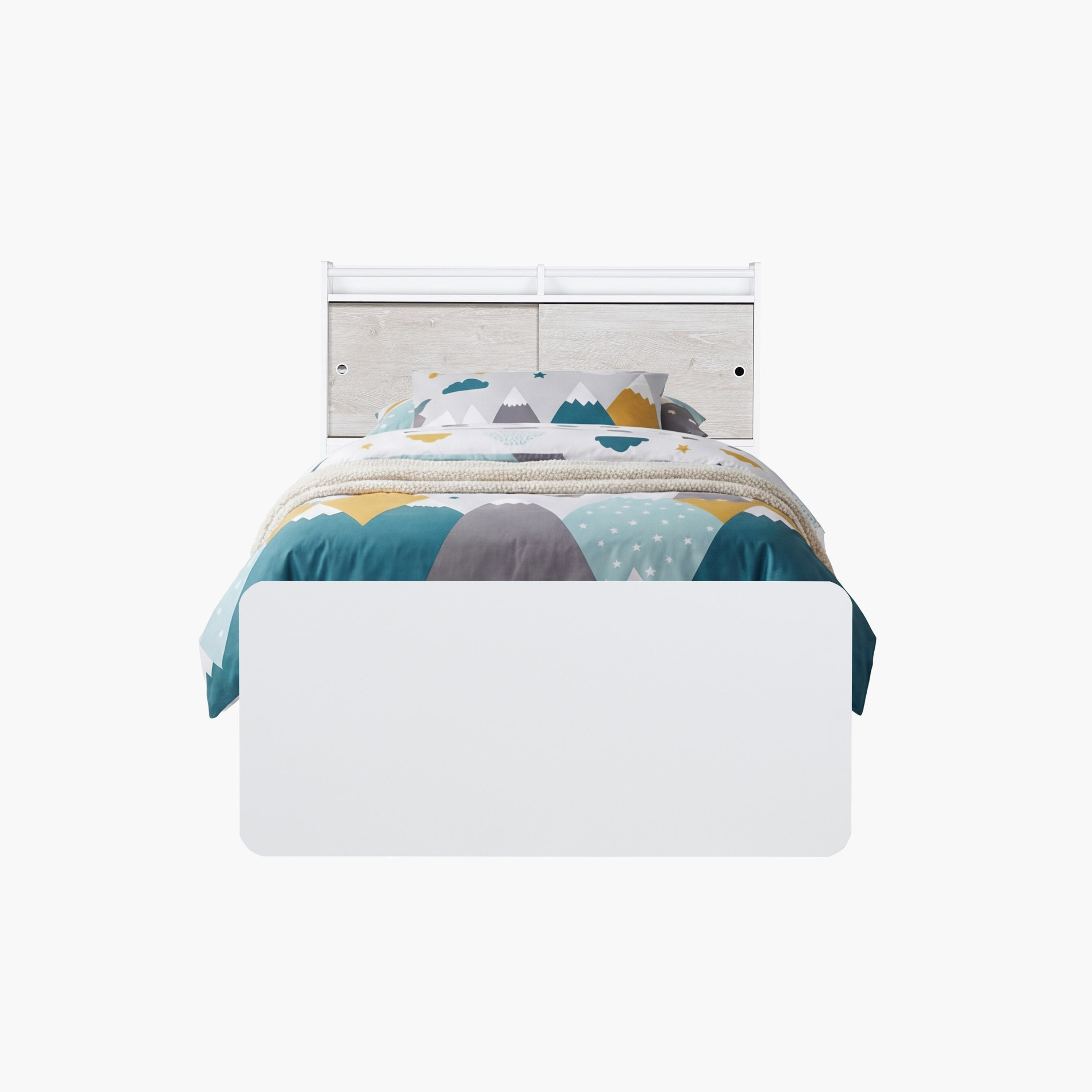 Ivory 2-Piece Kids Storage Headboard Bed and Trundle Bedroom Package-hbxfurniture-bedsandbedsets-beds-single-image-4