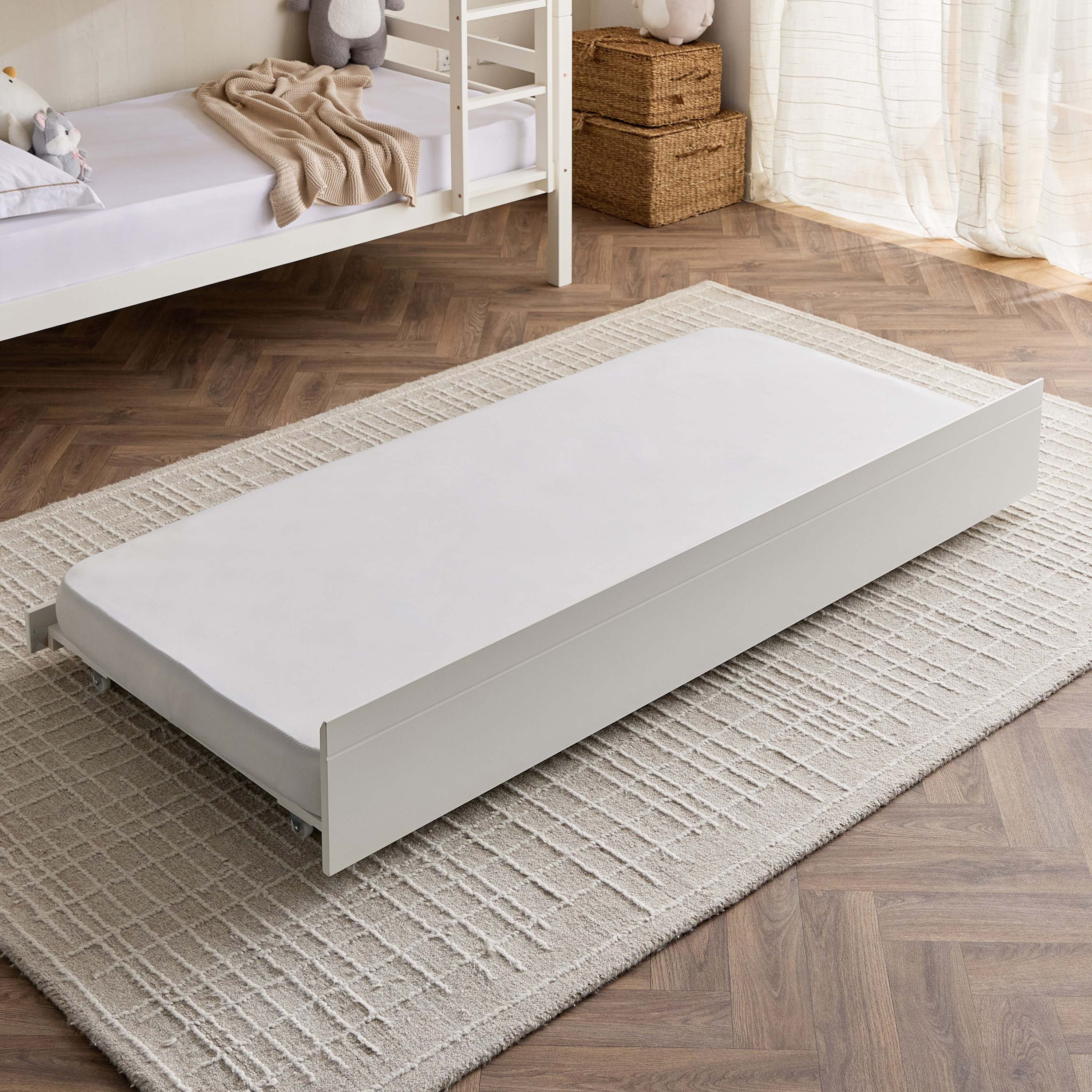 Ivory 2-Piece Kids Storage Headboard Bed and Trundle Bedroom Package-hbxfurniture-bedsandbedsets-beds-single-image-6