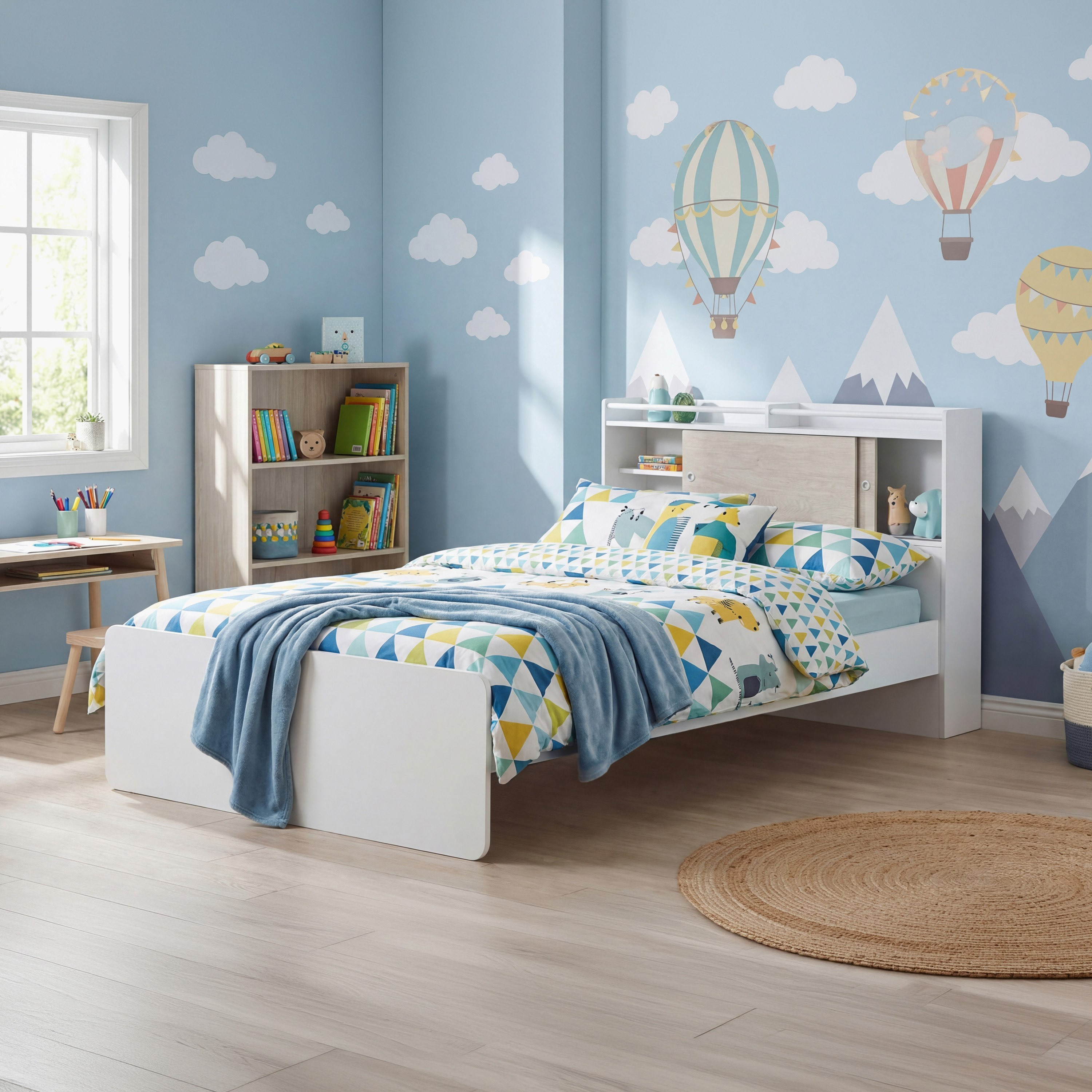Ivory 3-Piece Kids Storage Headboard Bed and Drawer Bedroom Package-hbxbedroom-bedsandbedsets-beds-twin-image-2