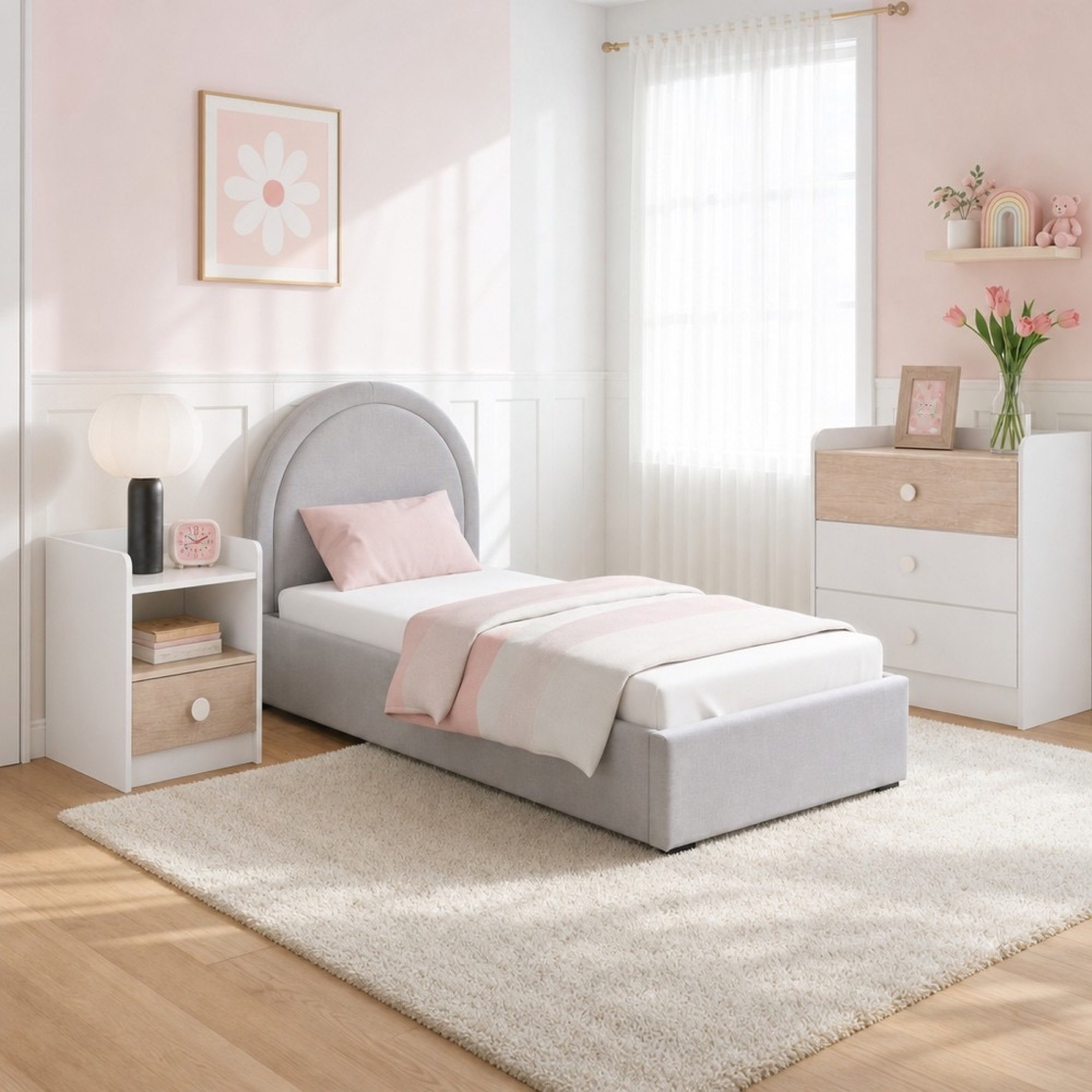 Ivory Luna 3-Piece Single Kids Bedroom Package-hbxkidsandyouth-bedsandbedsets-bedroomsets-single-image-1