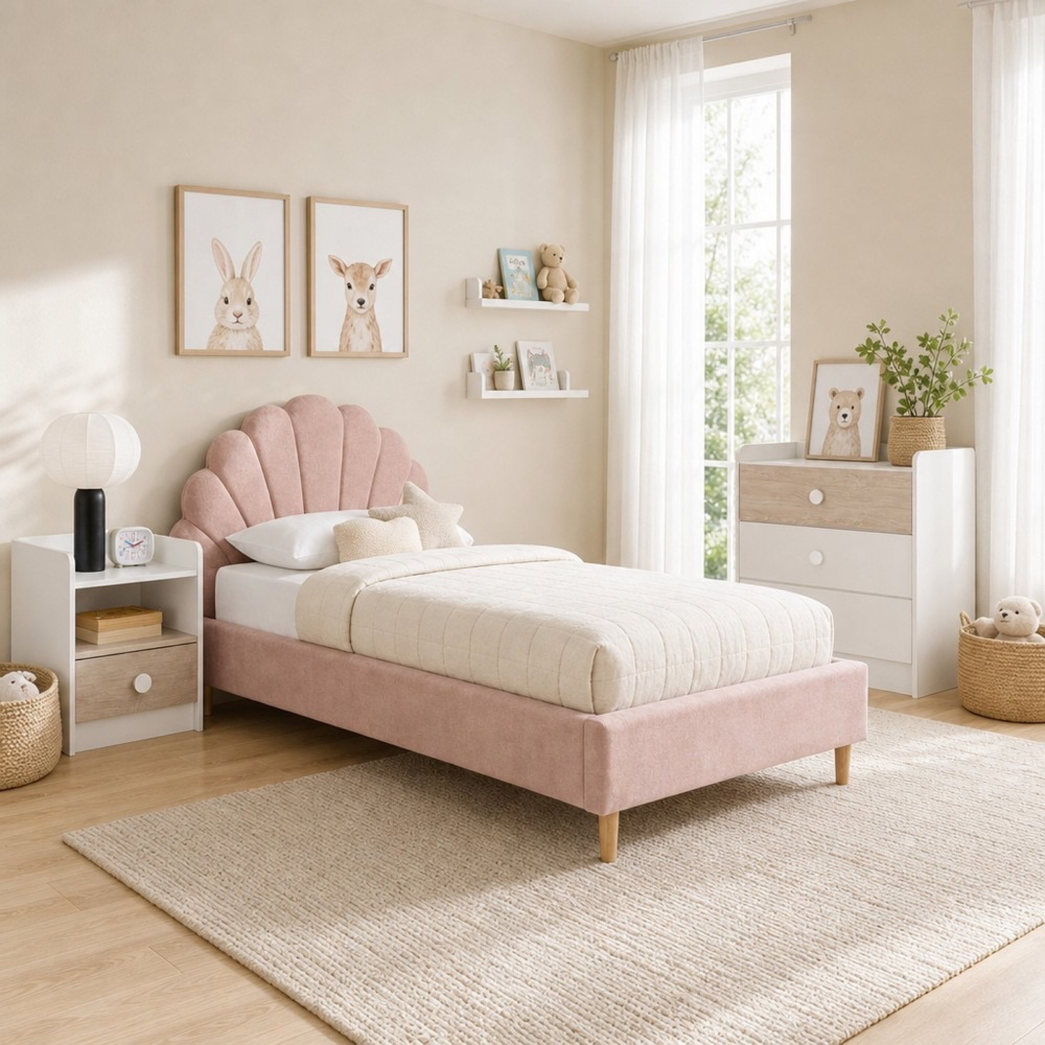 Ivory Bloom 3-Piece Single Kids Bedroom Package-hbxkidsandyouth-bedsandbedsets-bedroomsets-single-image-1