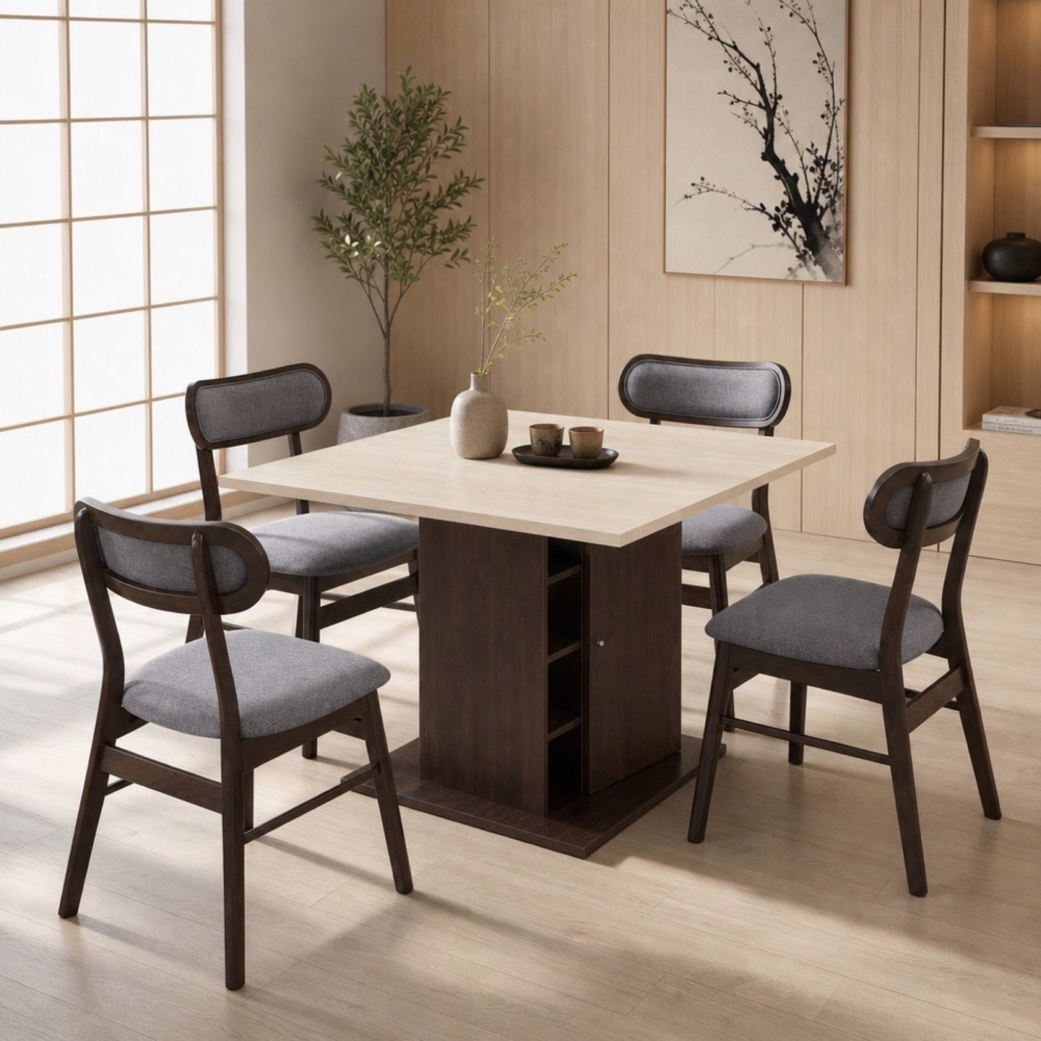 Modulix Nile Nordi 4-Seater Bar Table Dining Set with Storage Base-hbxdiningroom-diningtablesandsets-diningsets-fourseater-image-1