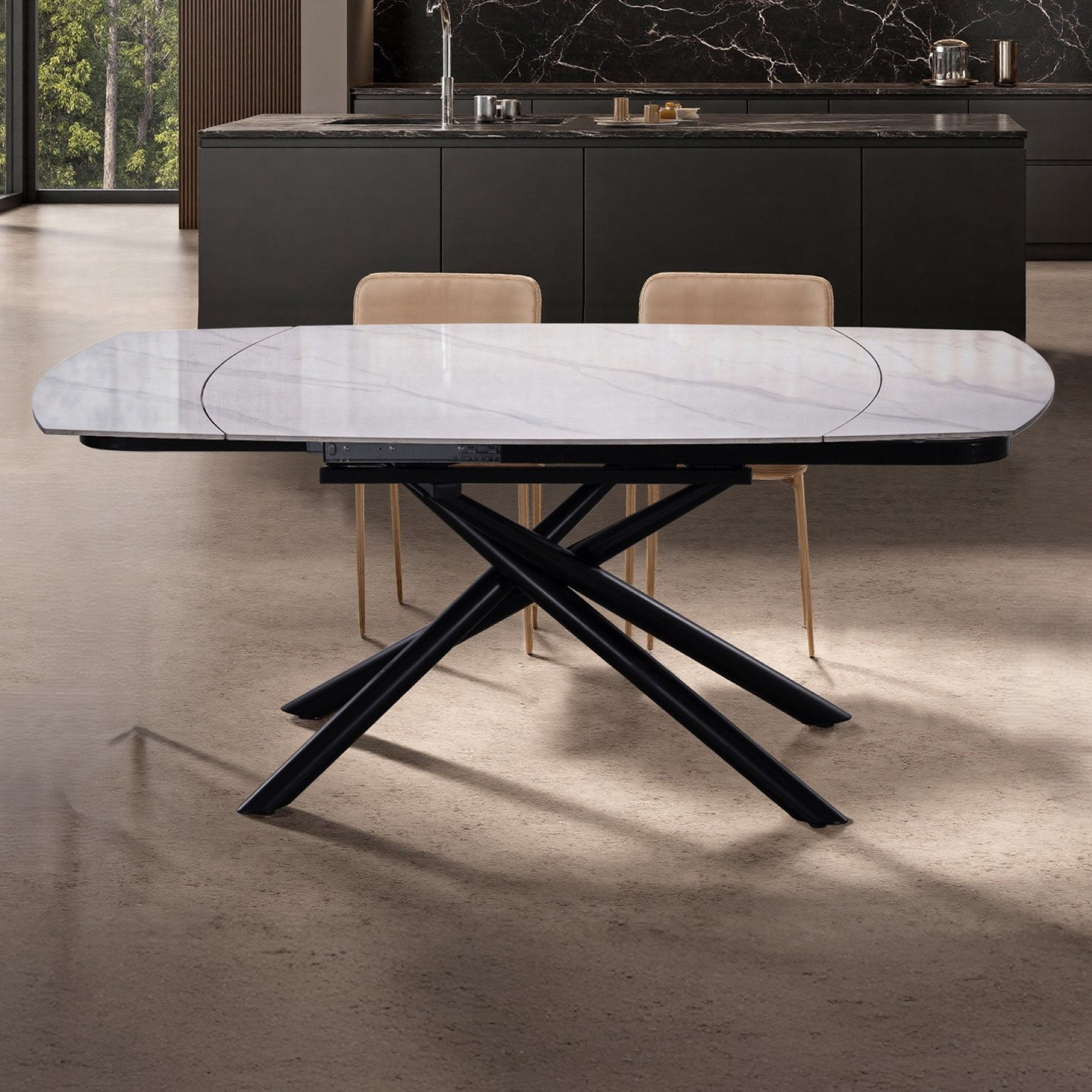 Mandy Welwick 6-Seater Extendable Sintered Stone Dining Set-hbxfurniture-diningtablesandsets-diningsets-sixseater-image-4