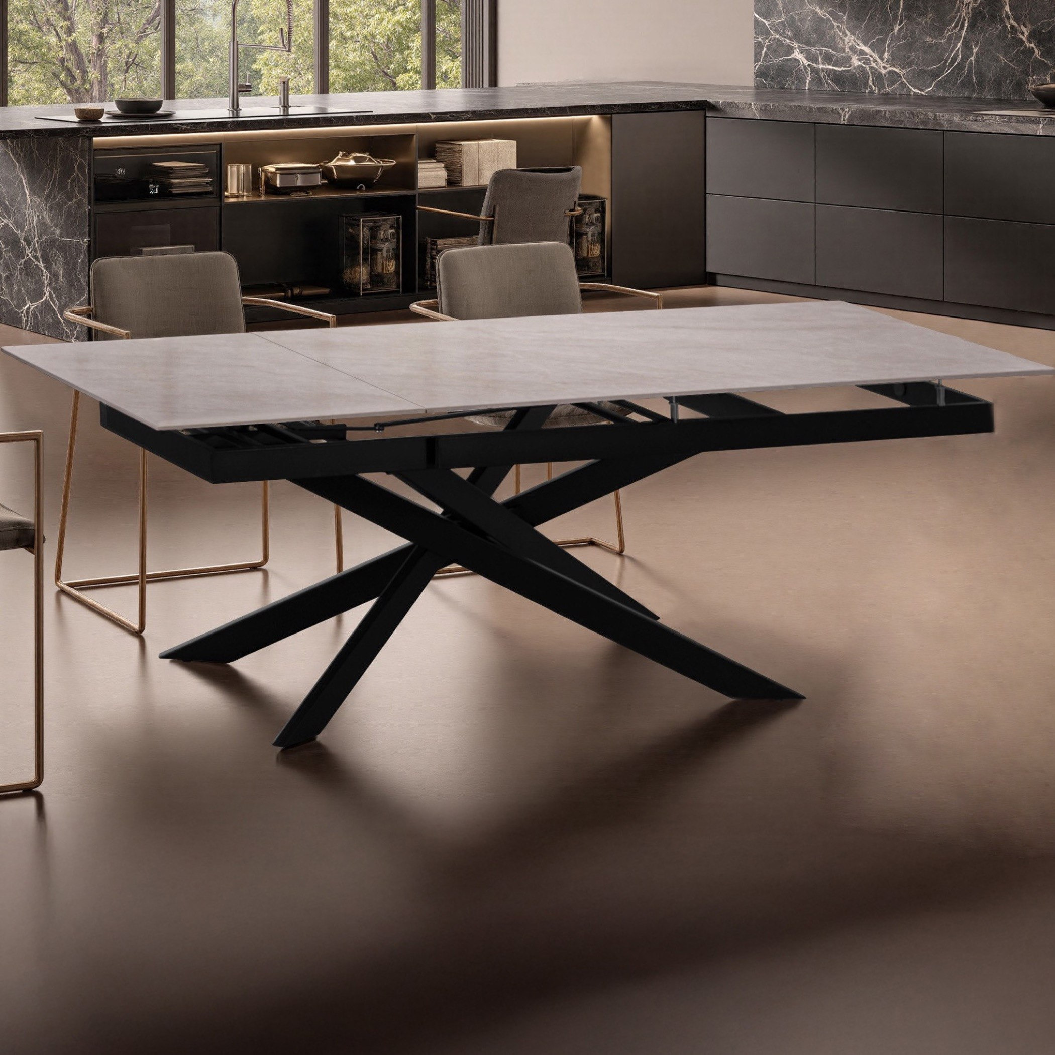 Octavia Welwick 8-Seater Extendable Sintered Stone Dining Set-hbxfurniture-diningtablesandsets-diningsets-eightseater-image-4