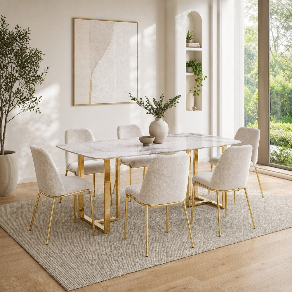 Pearl 6-Seater Sintered Stone Dining Set-hbxfurniture-diningtablesandsets-diningsets-sixseater-image-1