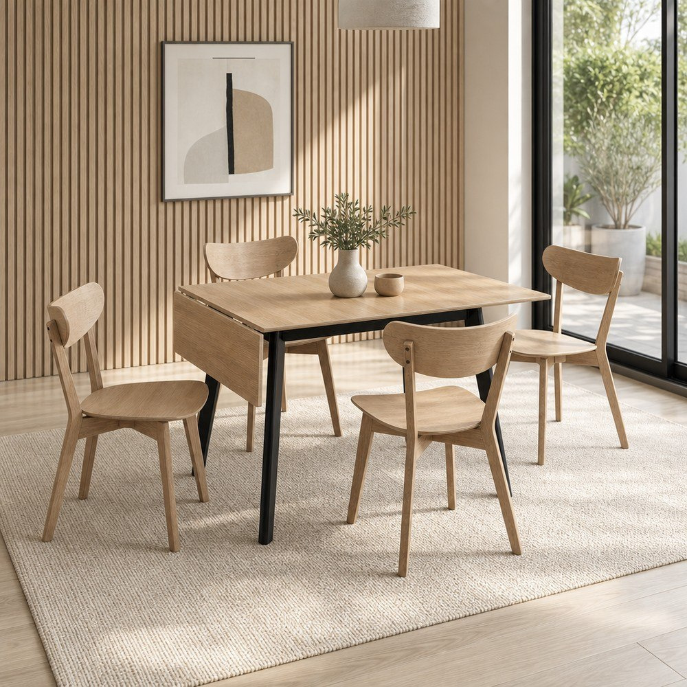 Scandi Luma 4-Seater Foldable Dining Set-hbxdiningroom-diningtablesandsets-diningsets-fourseater-image-1