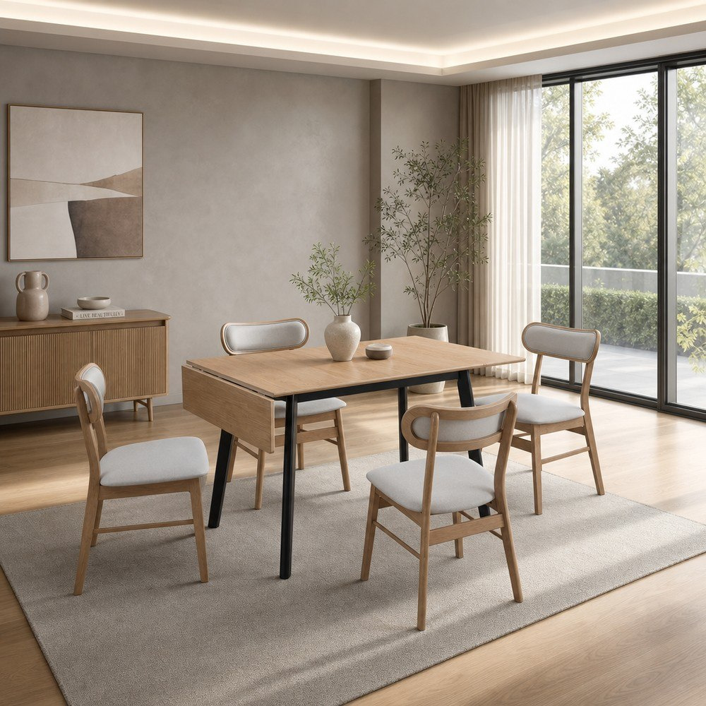 Scandi Nordi 4-Seater Foldable Dining Set-hbxdiningroom-diningtablesandsets-diningsets-fourseater-image-1