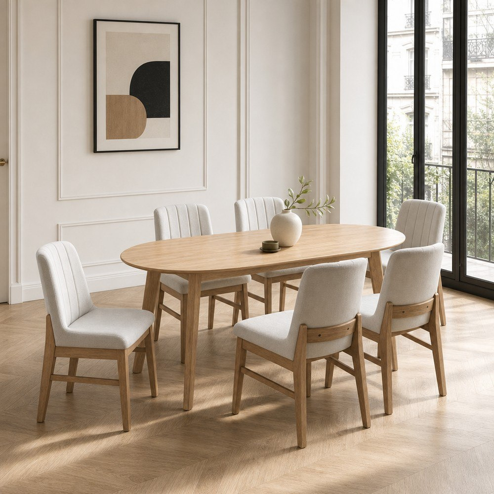 Movo Scandi Caspian 6-Seater Oval Dining Set-hbxfurniture-diningtablesandsets-diningsets-sixseater-image-1
