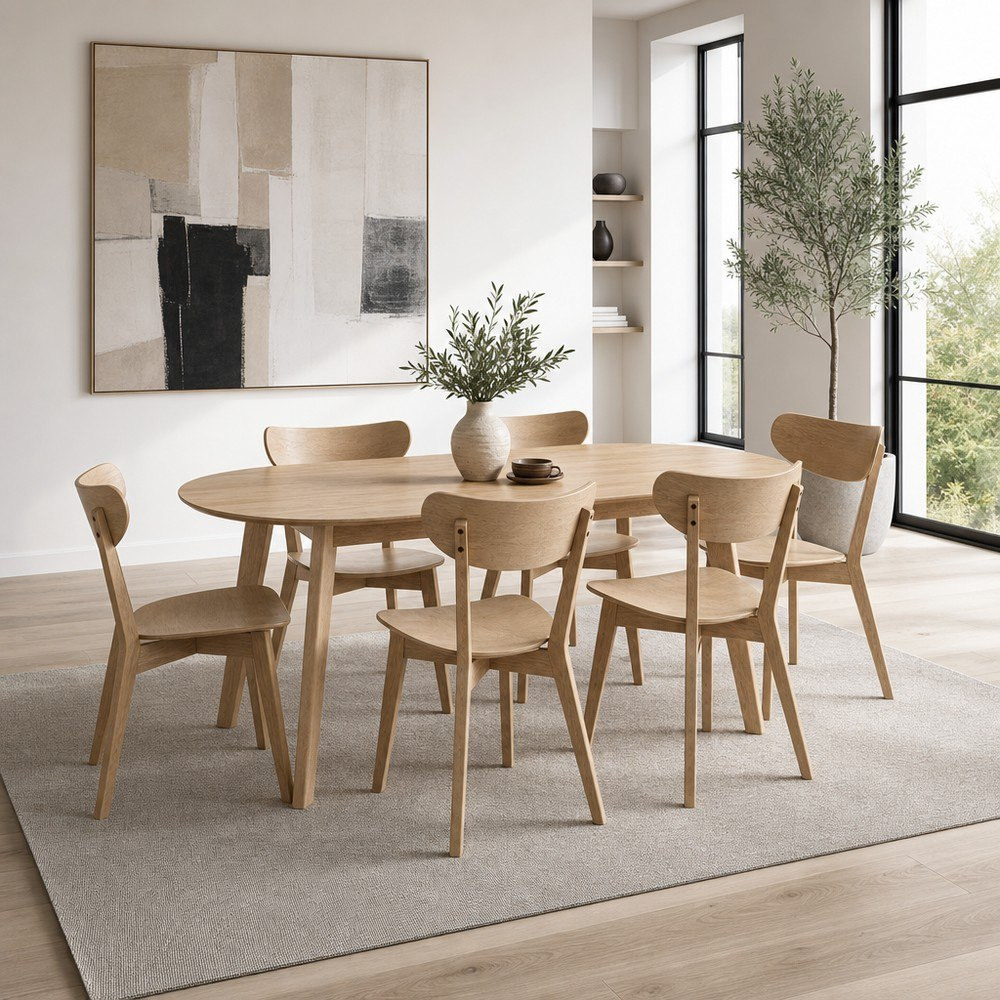 Movo Scandi Luma 6-Seater Oval Dining Set-hbxfurniture-diningtablesandsets-diningsets-sixseater-image-1