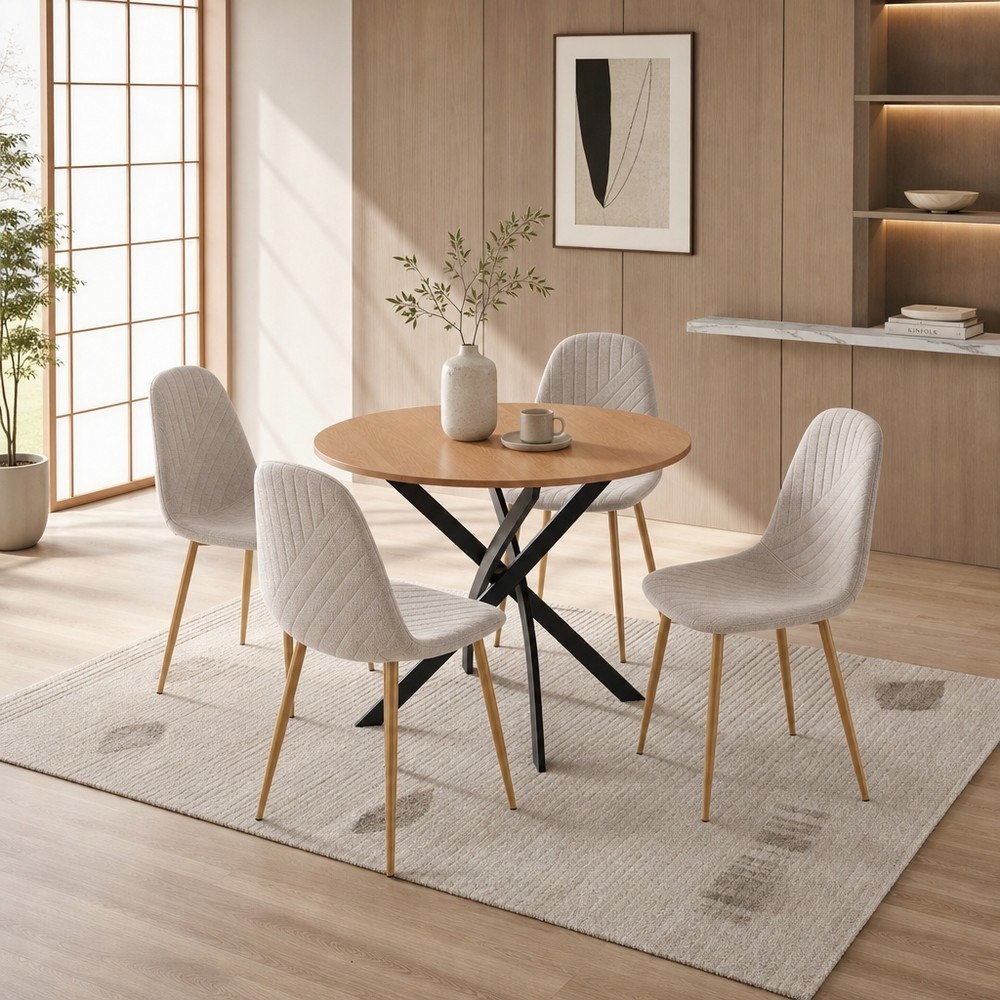 Movo Tory Urban Finland 4-Seater Round Dining Set-hbxdiningroom-diningtablesandsets-diningsets-fourseater-image-1