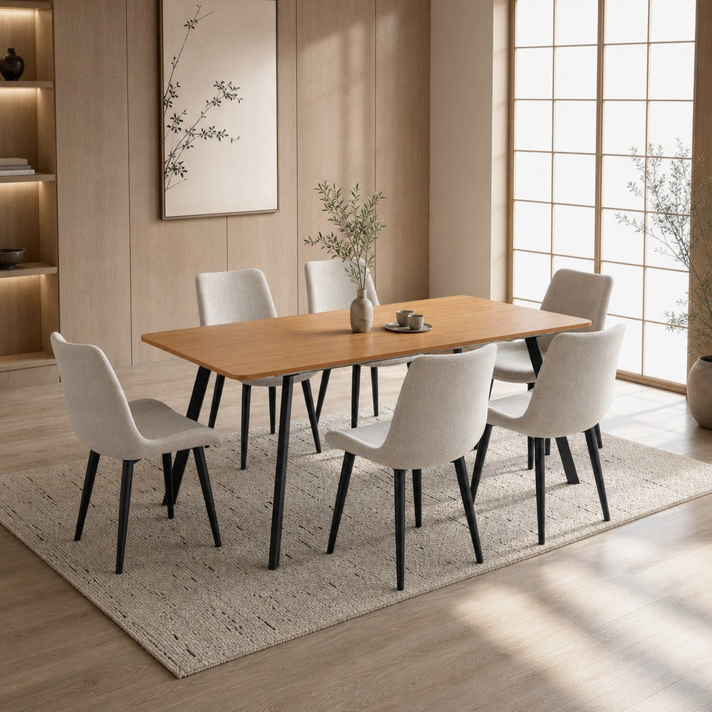 Movo Tory Urban Roma 6-Seater Extendable Dining Set-hbxfurniture-diningtablesandsets-diningsets-sixseater-image-1