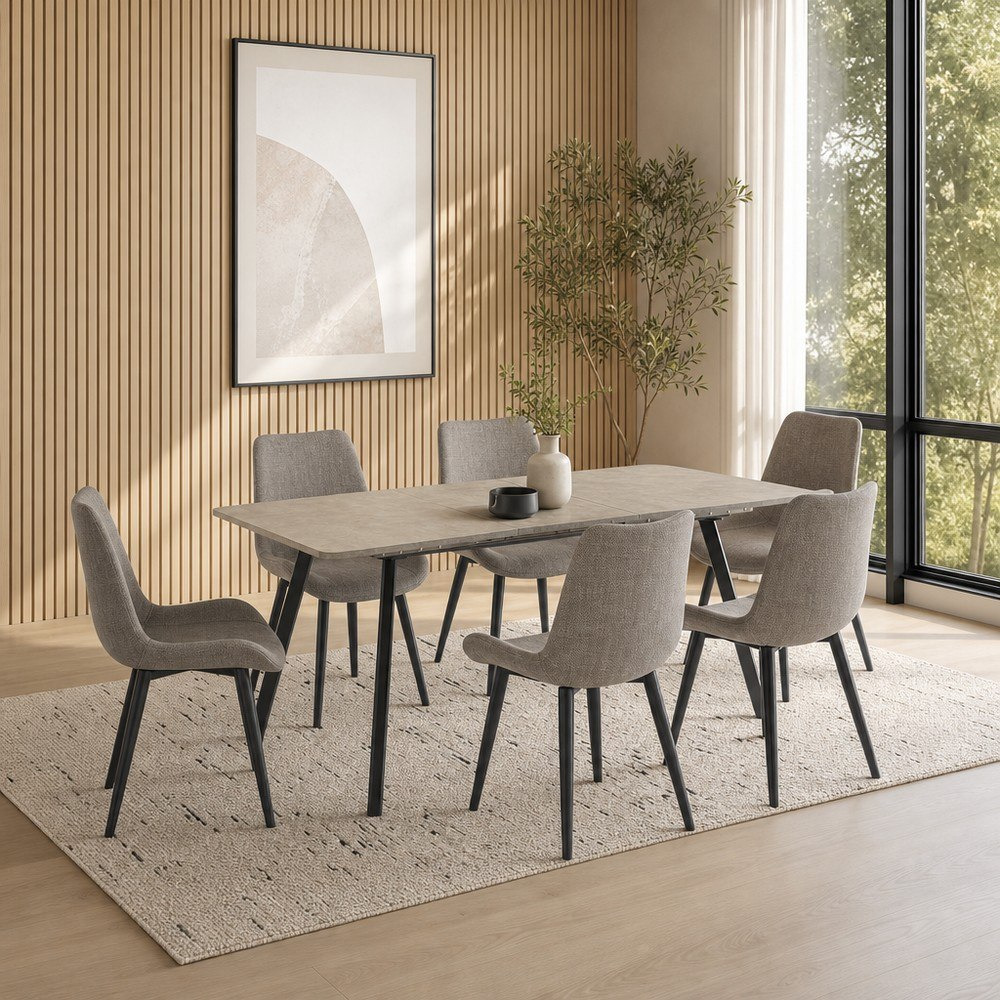 Movo Tory Urban Roma 6-Seater Extendable Dining Set-hbxfurniture-diningtablesandsets-diningsets-sixseater-image-1