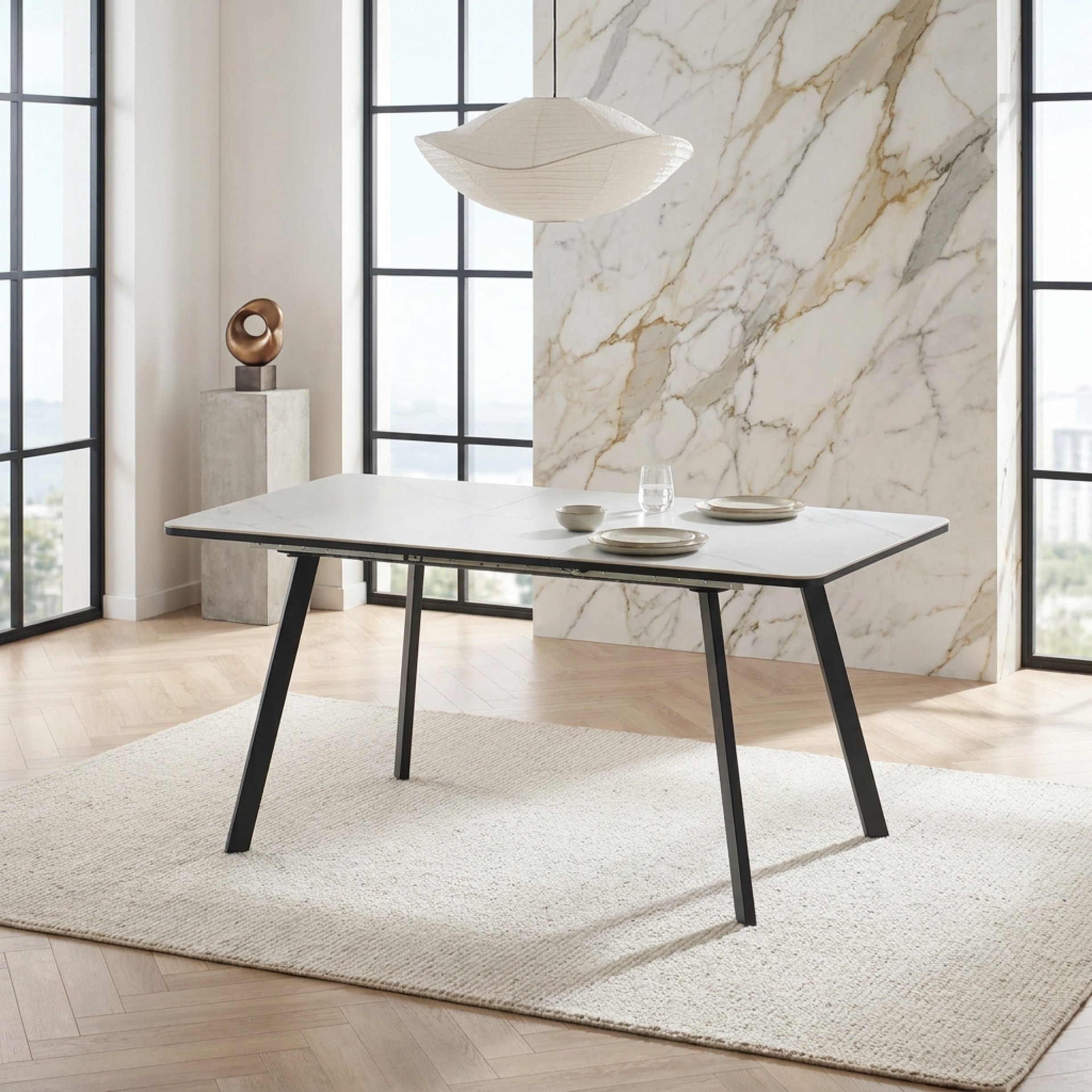 Movo Roma Marwell 6-Seater Extendable Sintered Stone Dining Set-hbxfurniture-diningtablesandsets-diningsets-sixseater-image-2