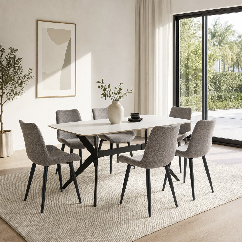 Lucina Roma 6-Seater Sintered Stone Dining Set-hbxfurniture-diningtablesandsets-diningsets-sixseater-image-1