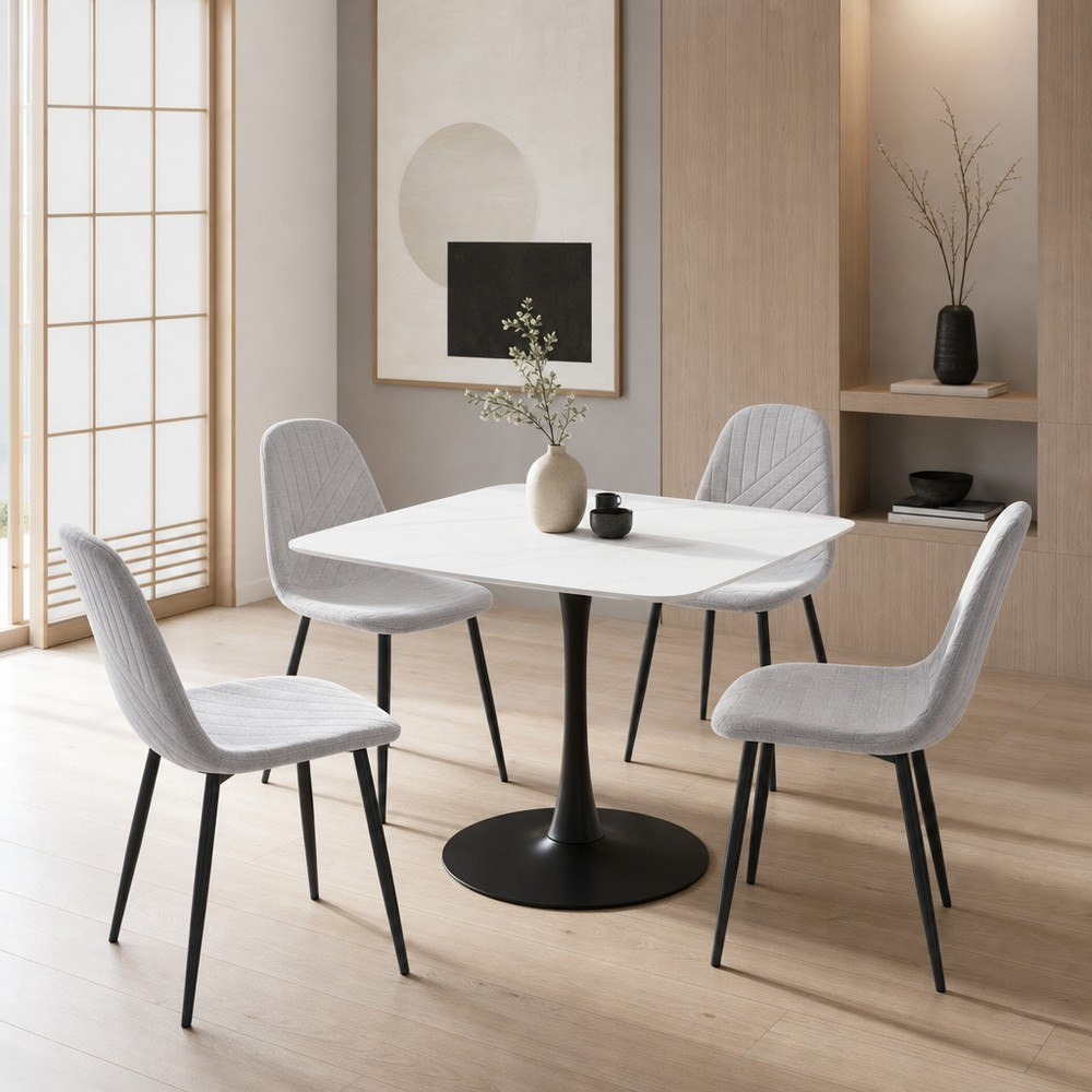 Elvis Finland 4-Seater Sintered Stone Square Dining Set-hbxdiningroom-diningtablesandsets-diningsets-fourseater-image-1
