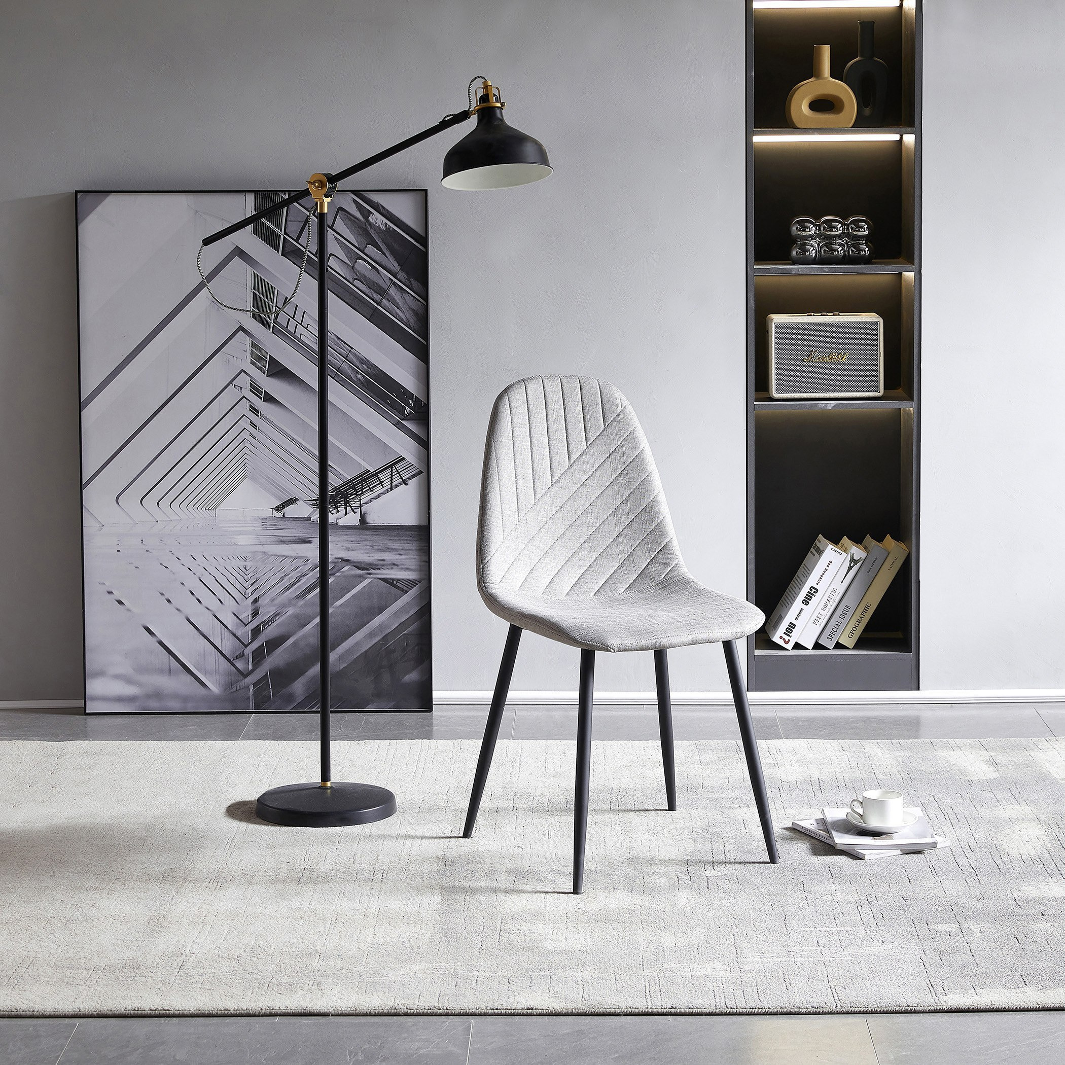 Elvis Finland 4-Seater Sintered Stone Square Dining Set-hbxdiningroom-diningtablesandsets-diningsets-fourseater-image-5