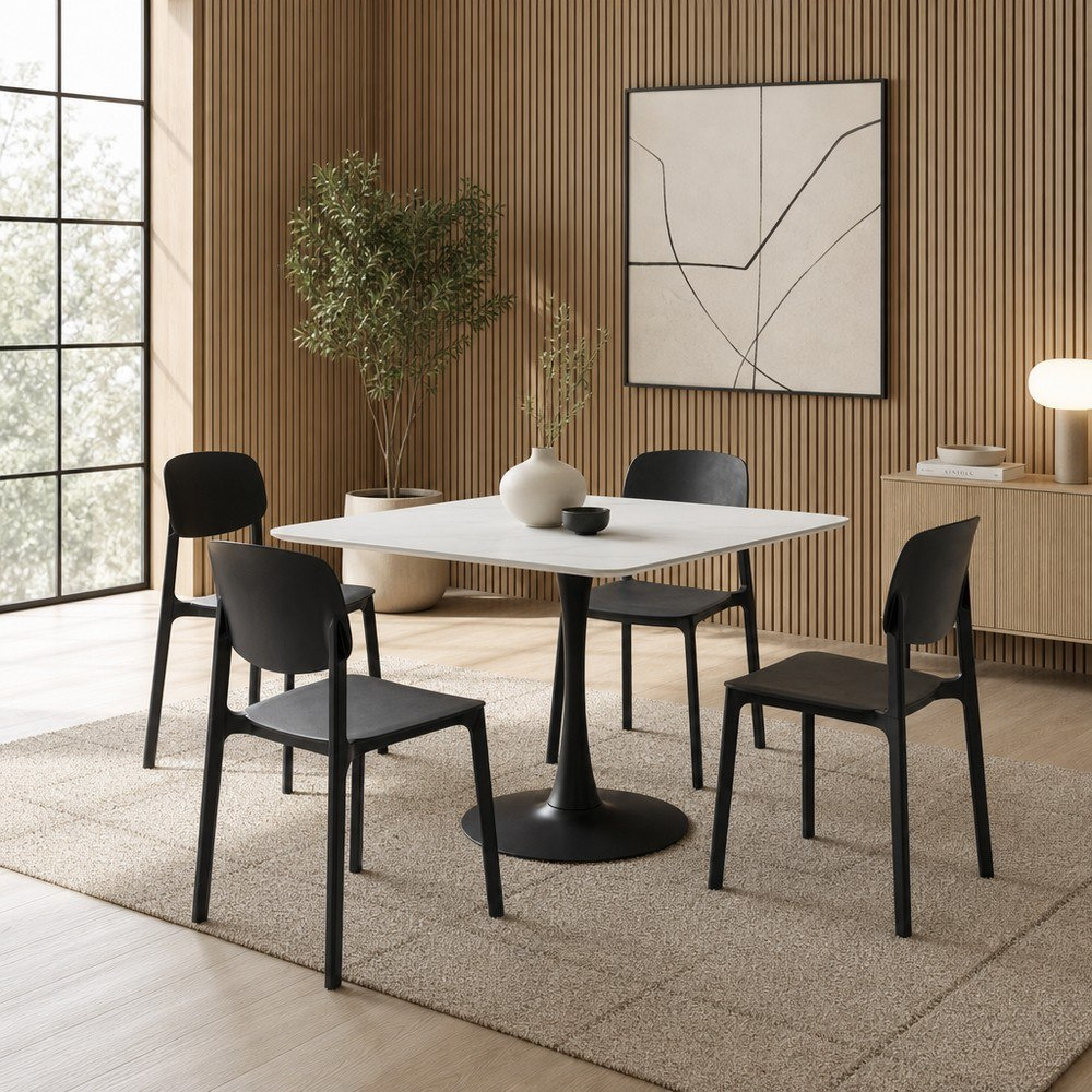 Elvis Hobbs 4-Seater Sintered Stone Square Dining Set-hbxdiningroom-diningtablesandsets-diningsets-fourseater-image-1