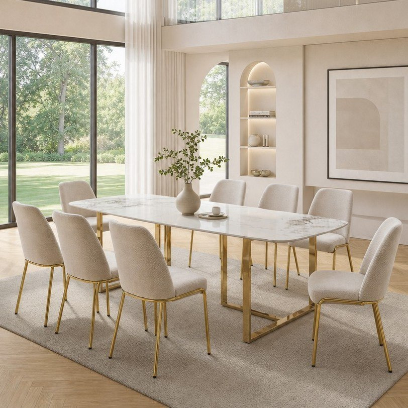 Pearl Crown 8-Seater Sintered Stone Dining Set-hbxfurniture-diningtablesandsets-diningsets-eightseater-image-1