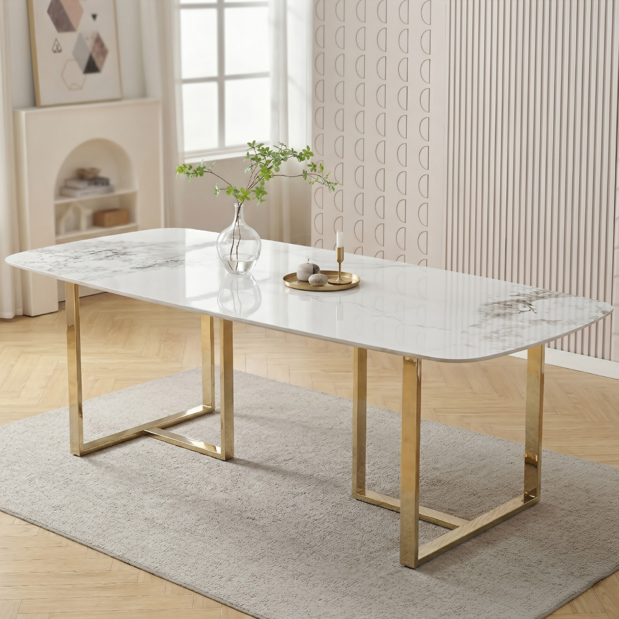 Pearl Crown 8-Seater Sintered Stone Dining Set-hbxfurniture-diningtablesandsets-diningsets-eightseater-image-2