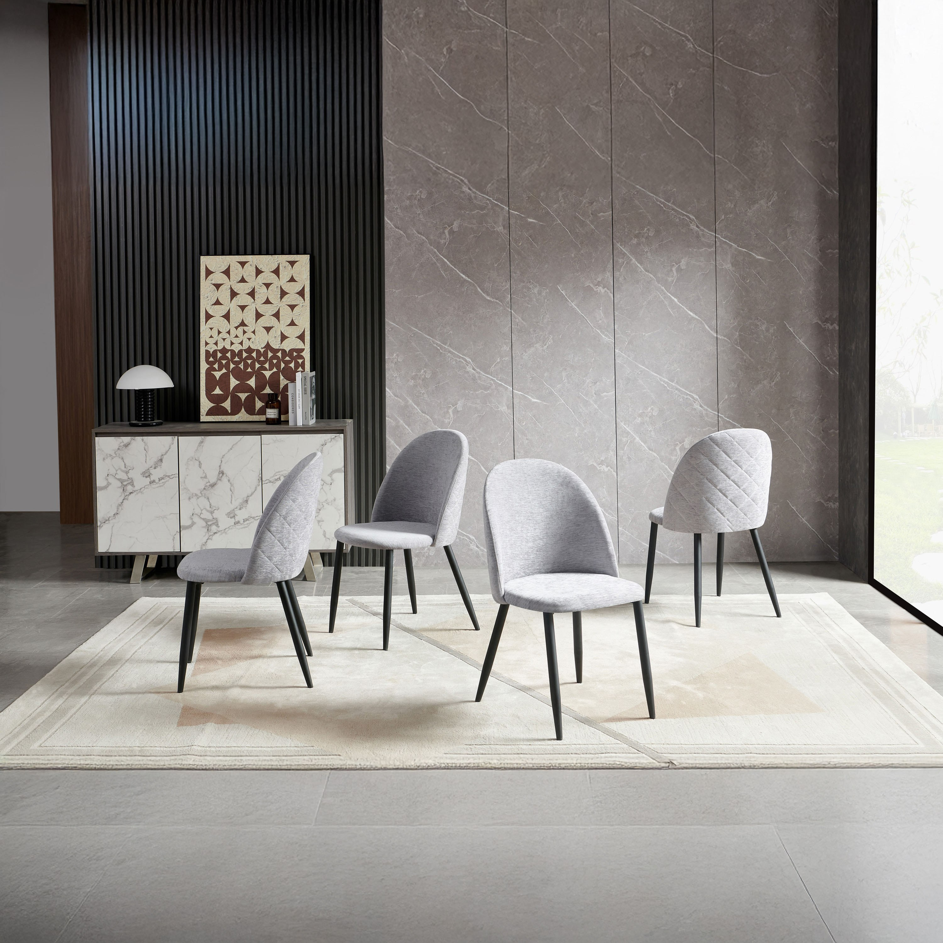 Cavon Caretto Portola 6-Seater Genuine Marble Top Dining Set-hbxfurniture-diningtablesandsets-diningsets-sixseater-image-5