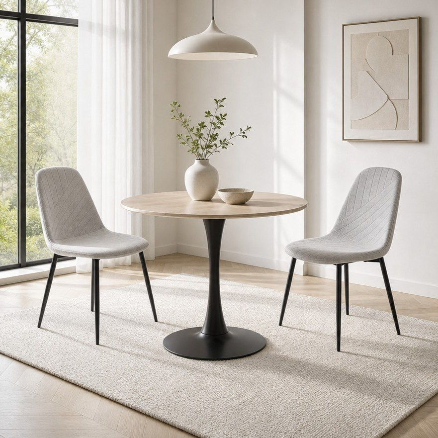 Elvis Finland 2-Seater Sintered Stone Round Dining Set-hbxfurniture-diningtablesandsets-diningsets-twoseater-image-1