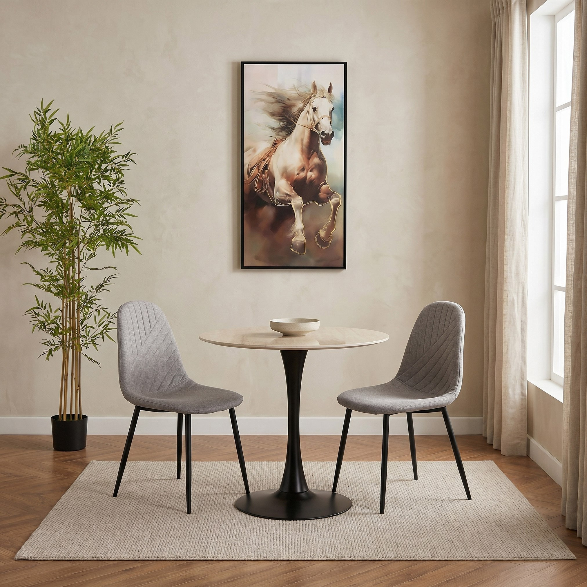 Elvis Finland 2-Seater Sintered Stone Round Dining Set-hbxfurniture-diningtablesandsets-diningsets-twoseater-image-2