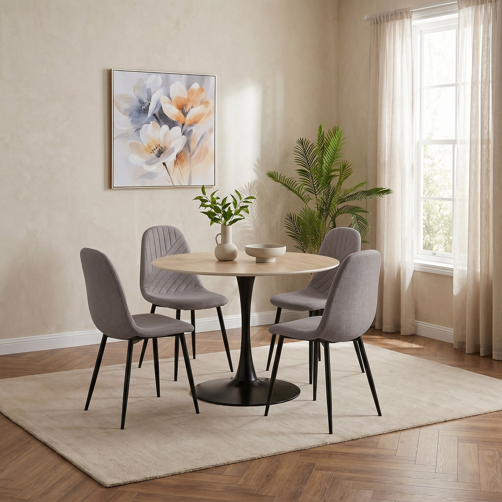 Elvis Finland 4-Seater Sintered Stone Round Dining Set-hbxdiningroom-diningtablesandsets-diningsets-fourseater-image-2