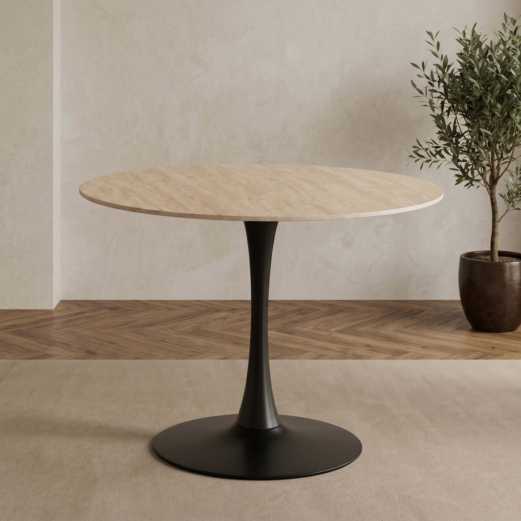 Elvis Finland 4-Seater Sintered Stone Round Dining Set-hbxdiningroom-diningtablesandsets-diningsets-fourseater-image-4