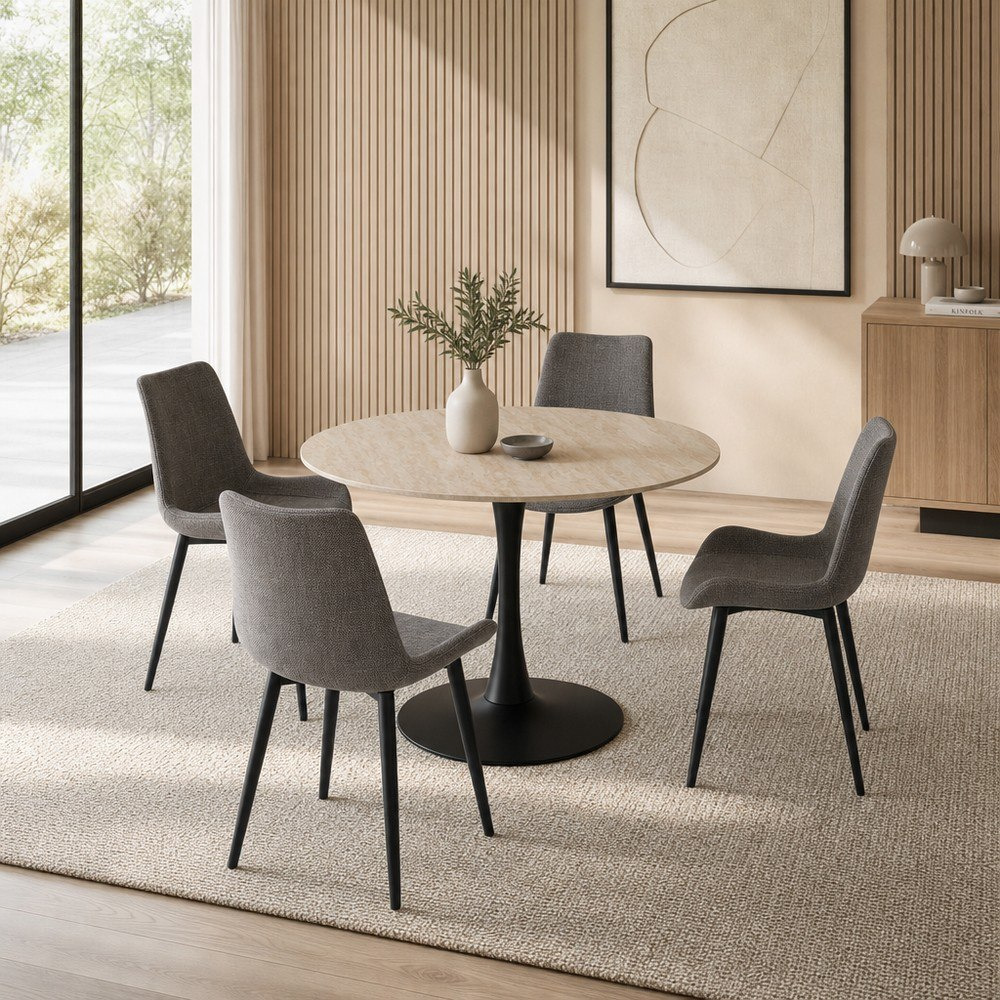Elvis Roma 4-Seater Sintered Stone Round Dining Set-hbxdiningroom-diningtablesandsets-diningsets-fourseater-image-1