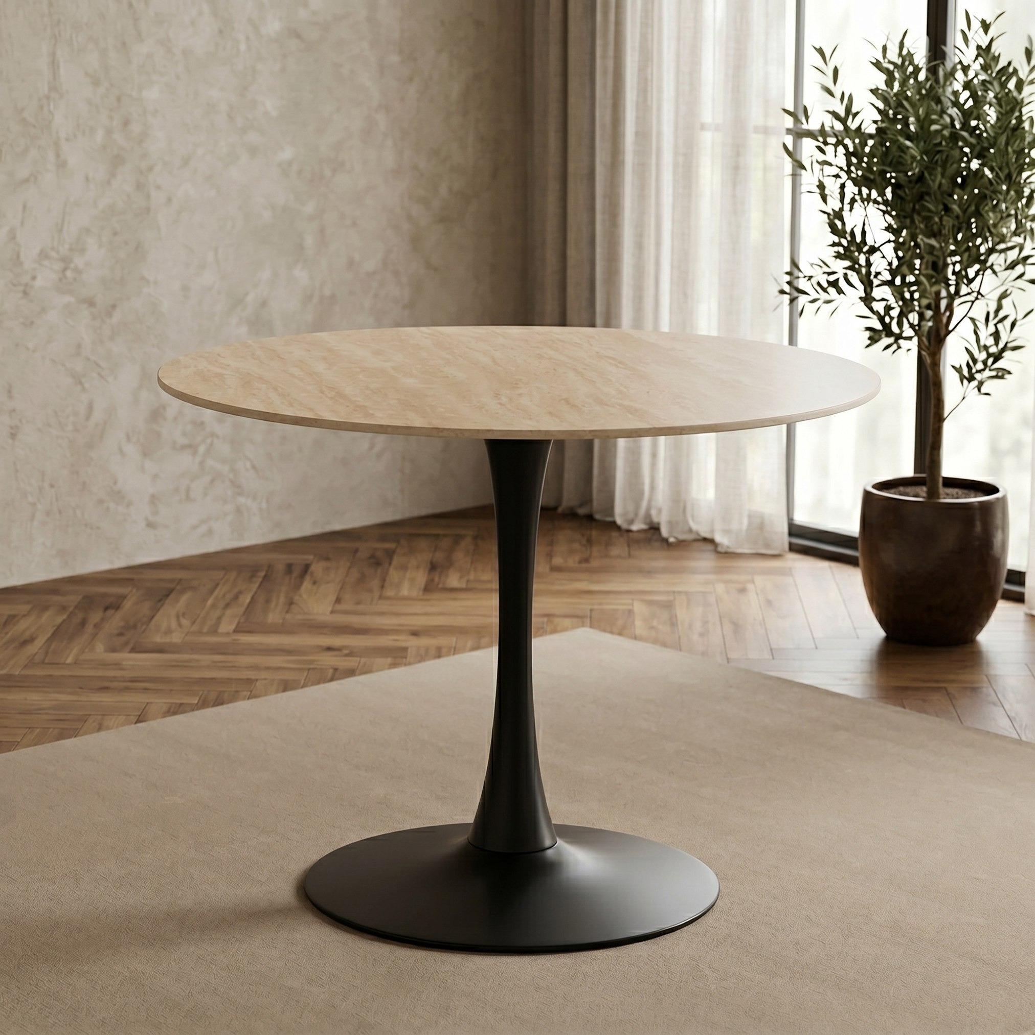 Elvis Roma 4-Seater Sintered Stone Round Dining Set-hbxdiningroom-diningtablesandsets-diningsets-fourseater-image-3