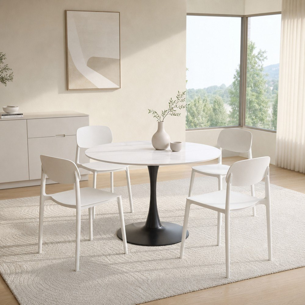 Elvis Hobbs 4-Seater Sintered Stone Round Dining Set-hbxdiningroom-diningtablesandsets-diningsets-fourseater-image-1