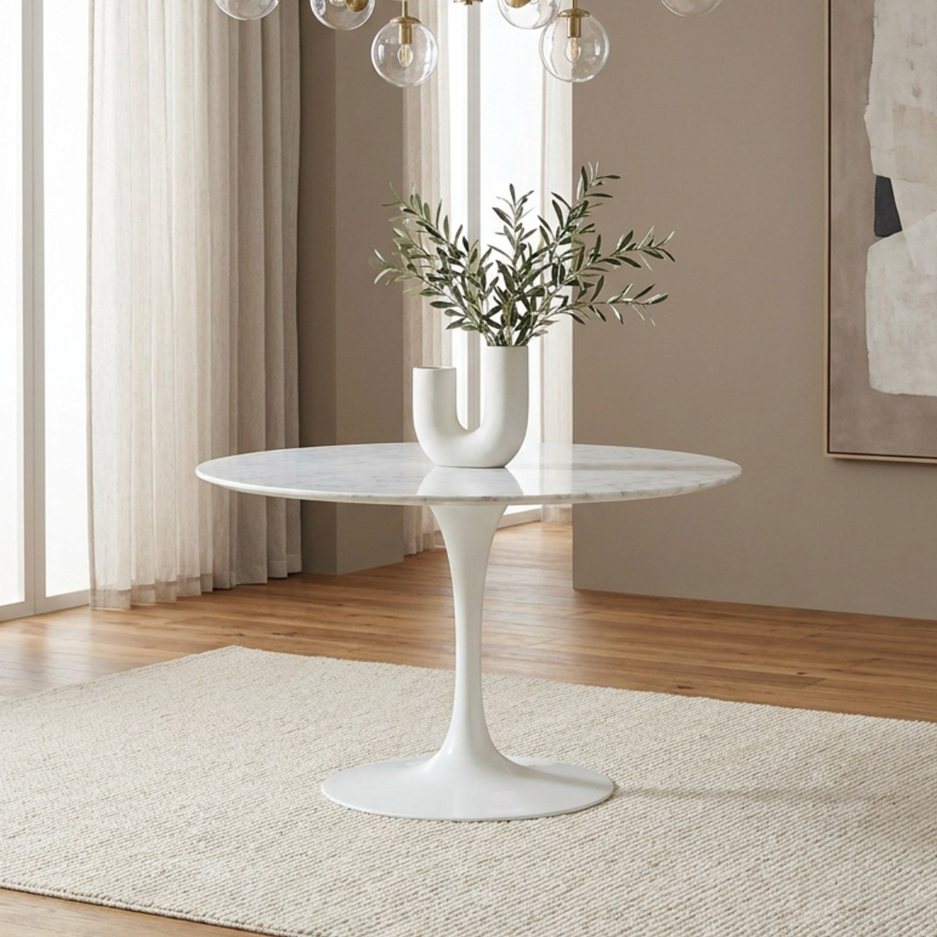 Elvis Finland 4-Seater Sintered Stone Round Dining Set-hbxdiningroom-diningtablesandsets-diningsets-fourseater-image-2