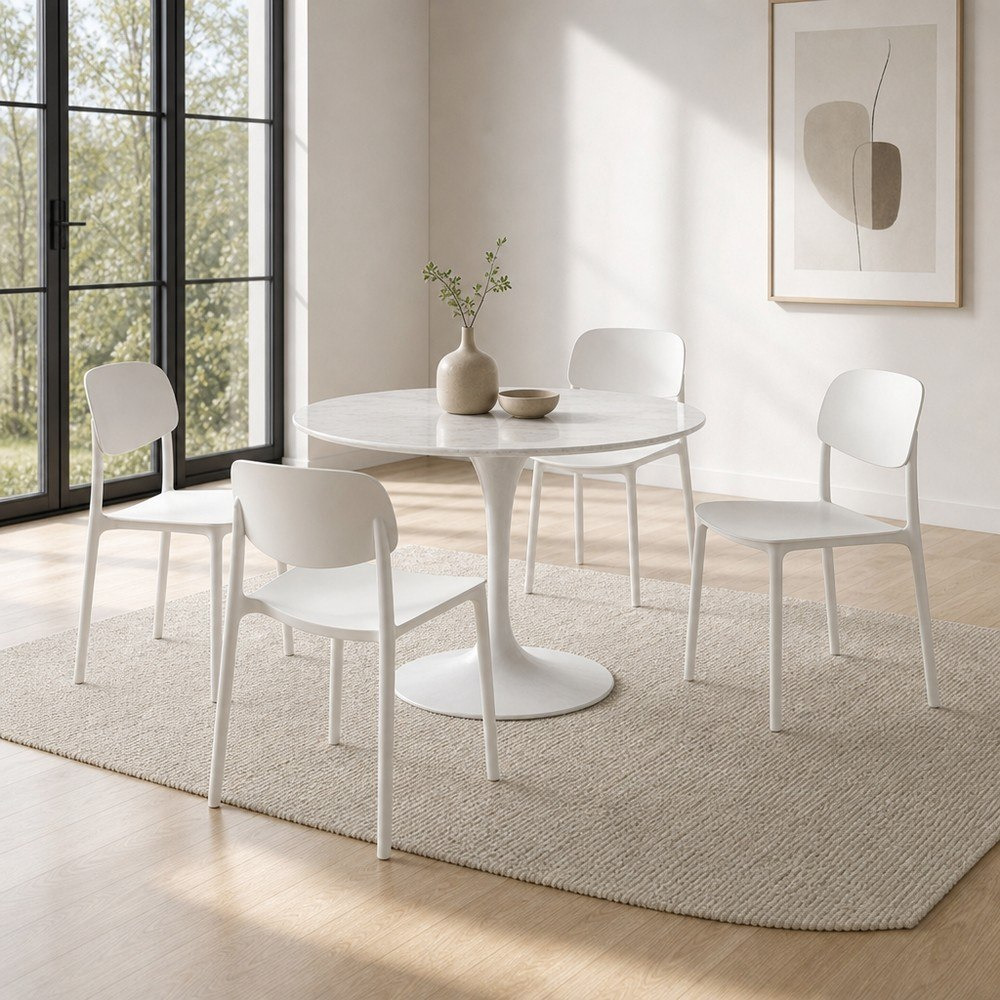 Elvis Hobbs 4-Seater Sintered Stone Round Dining Set-hbxdiningroom-diningtablesandsets-diningsets-fourseater-image-1