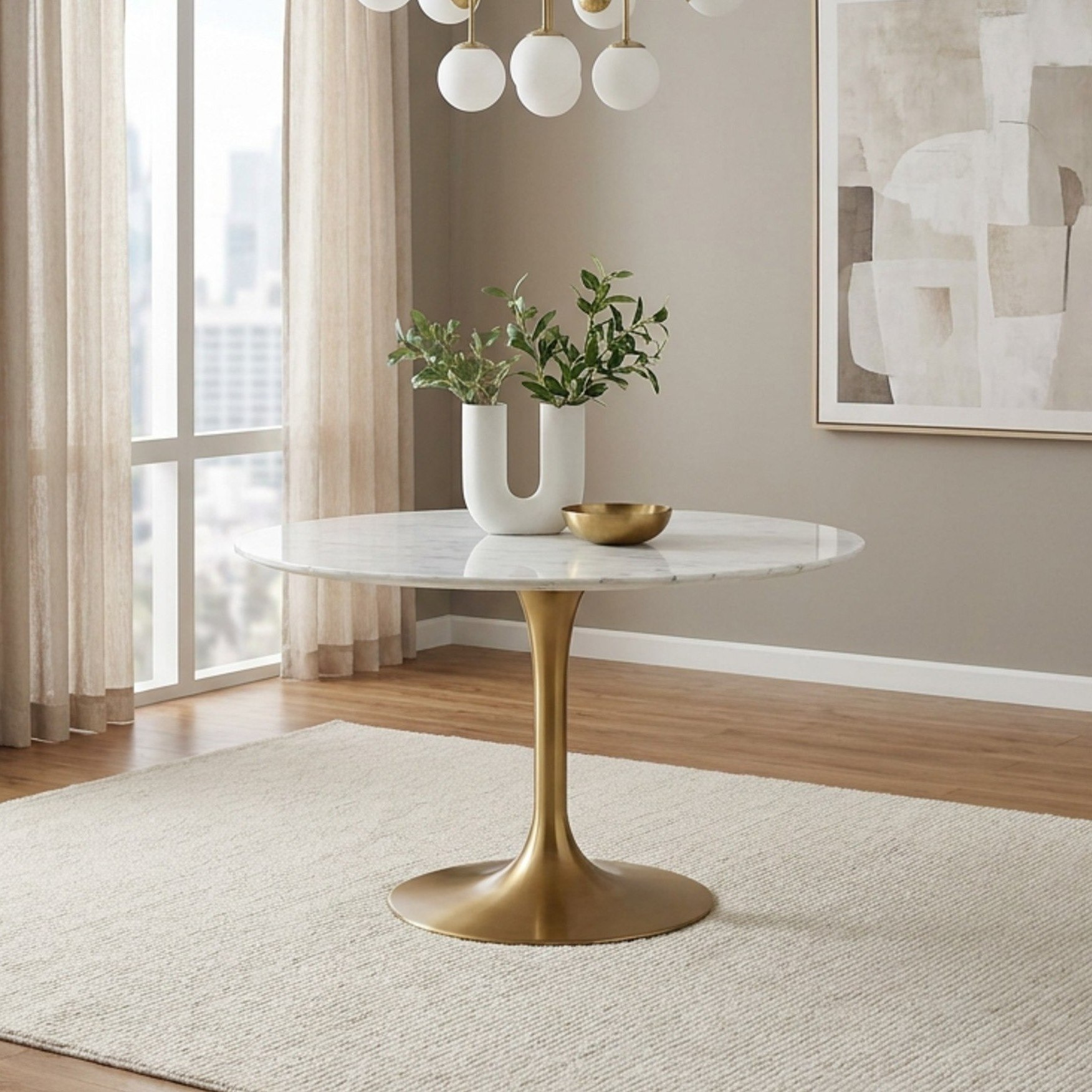 Elvis Crown 4-Seater Sintered Stone Round Dining Set-hbxdiningroom-diningtablesandsets-diningsets-fourseater-image-2