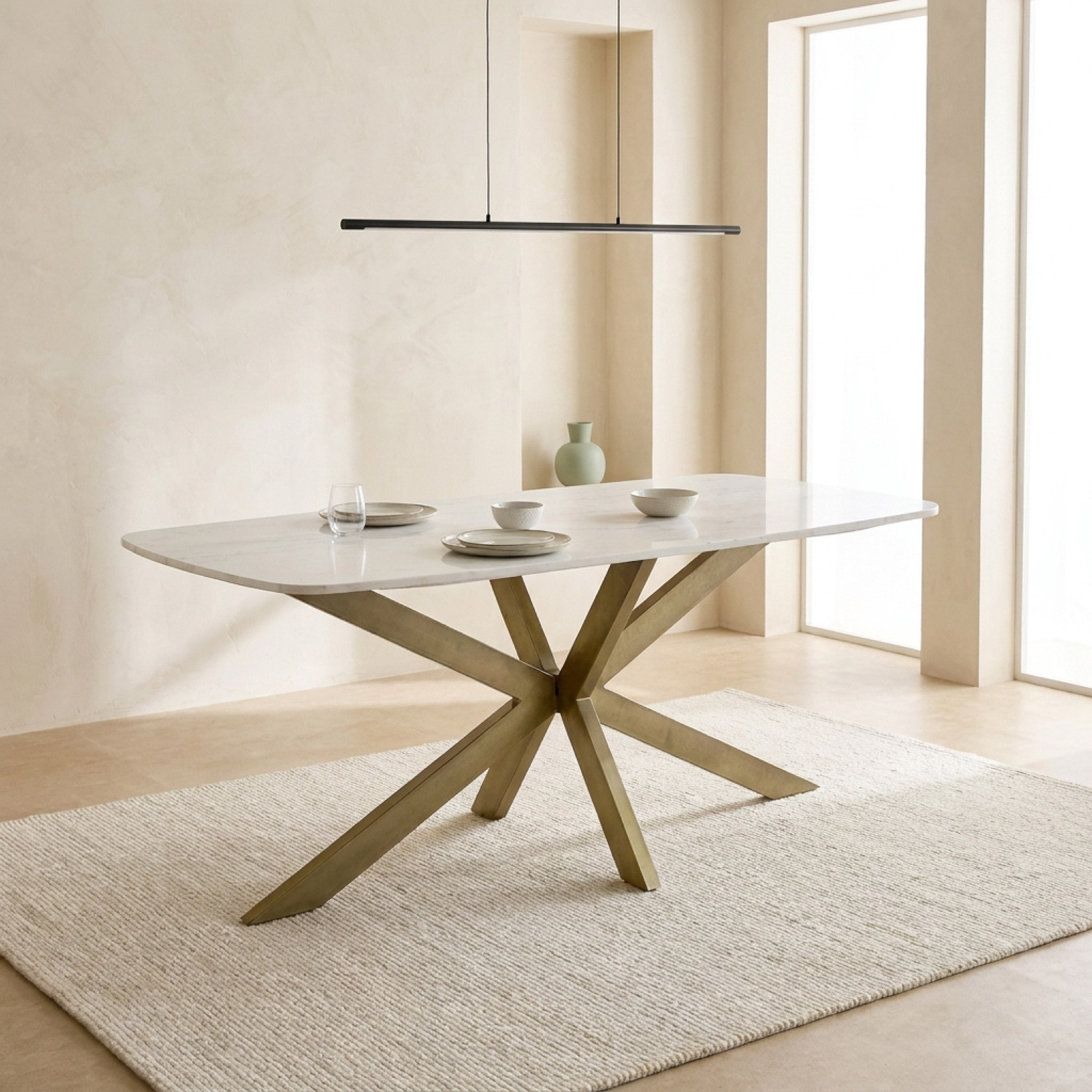 Cavon Portola Lux 6-Seater Genuine Marble Top Dining Set-hbxfurniture-diningtablesandsets-diningsets-sixseater-image-2