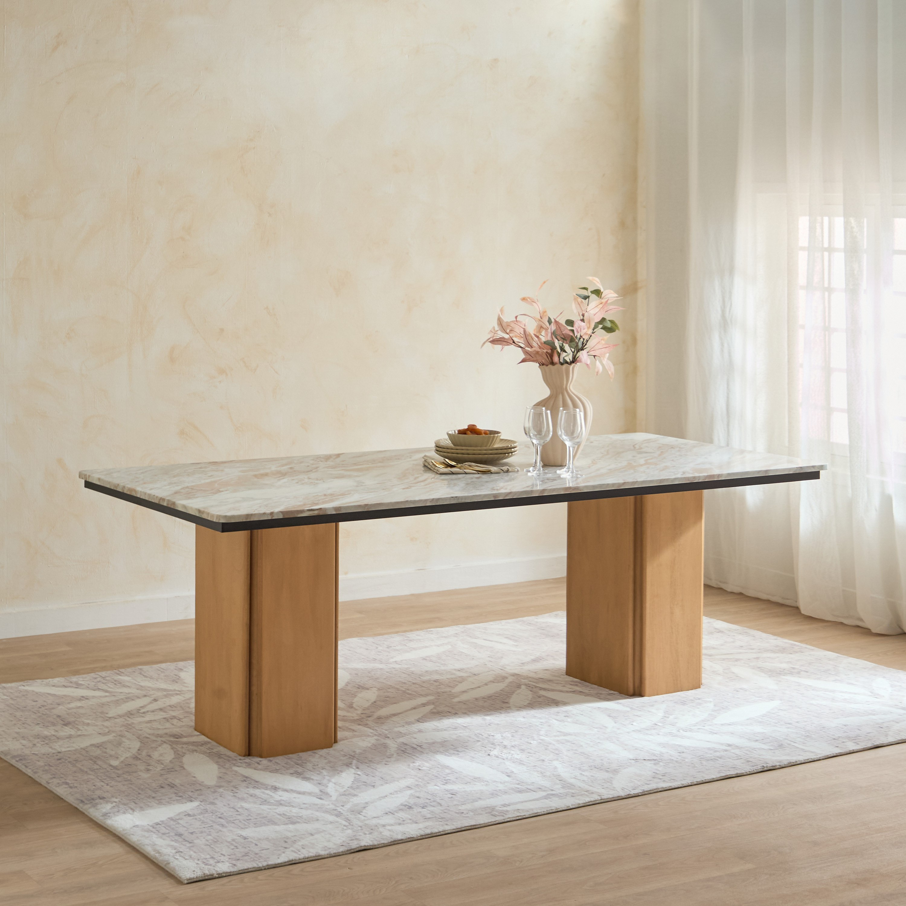 Cavon Bellmar Winchester 8-Seater Genuine Marble Top Dining Set-hbxfurniture-diningtablesandsets-diningsets-eightseater-image-2