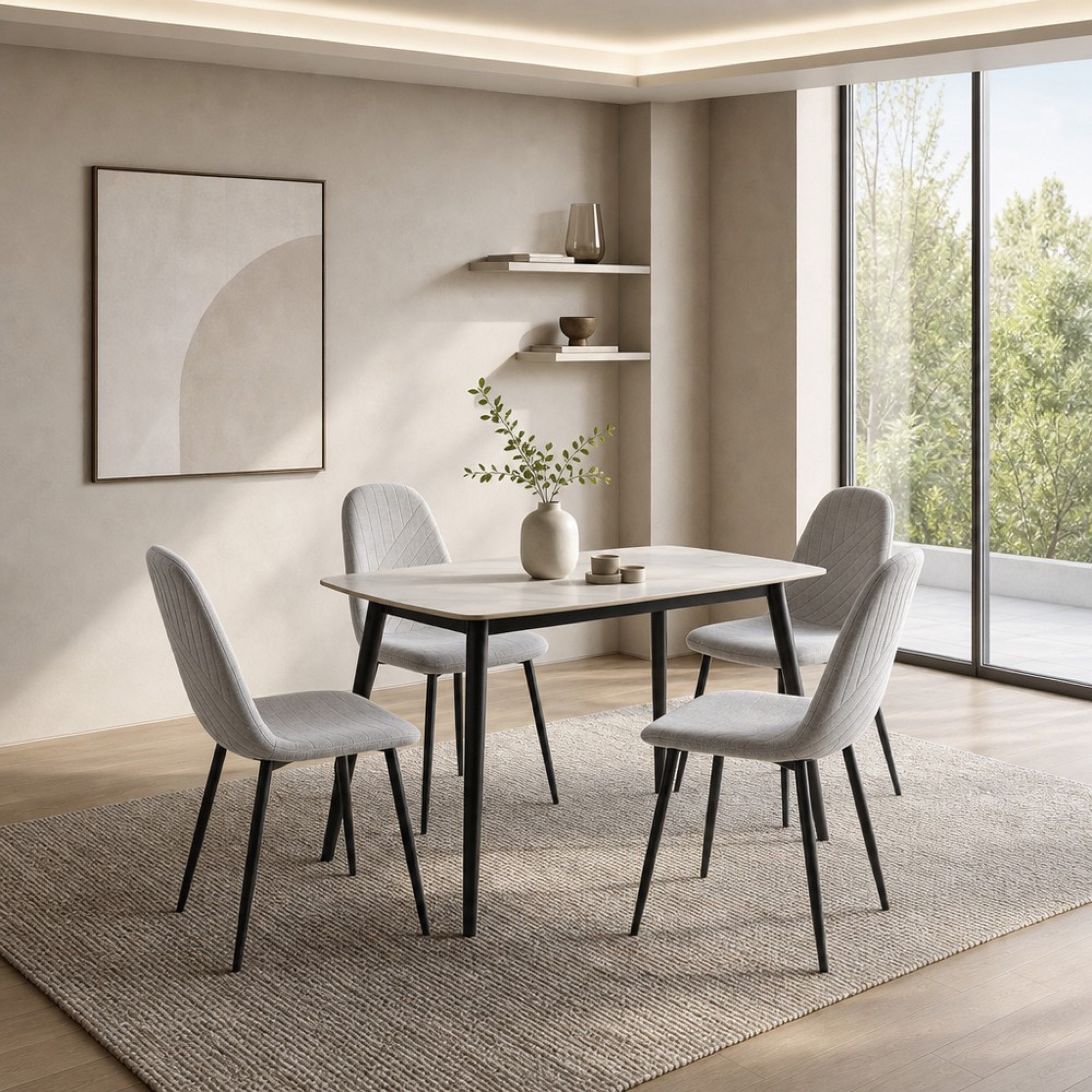 Roma Finland 4-Seater Sintered Stone Dining Set-hbxdiningroom-diningtablesandsets-diningsets-fourseater-image-1